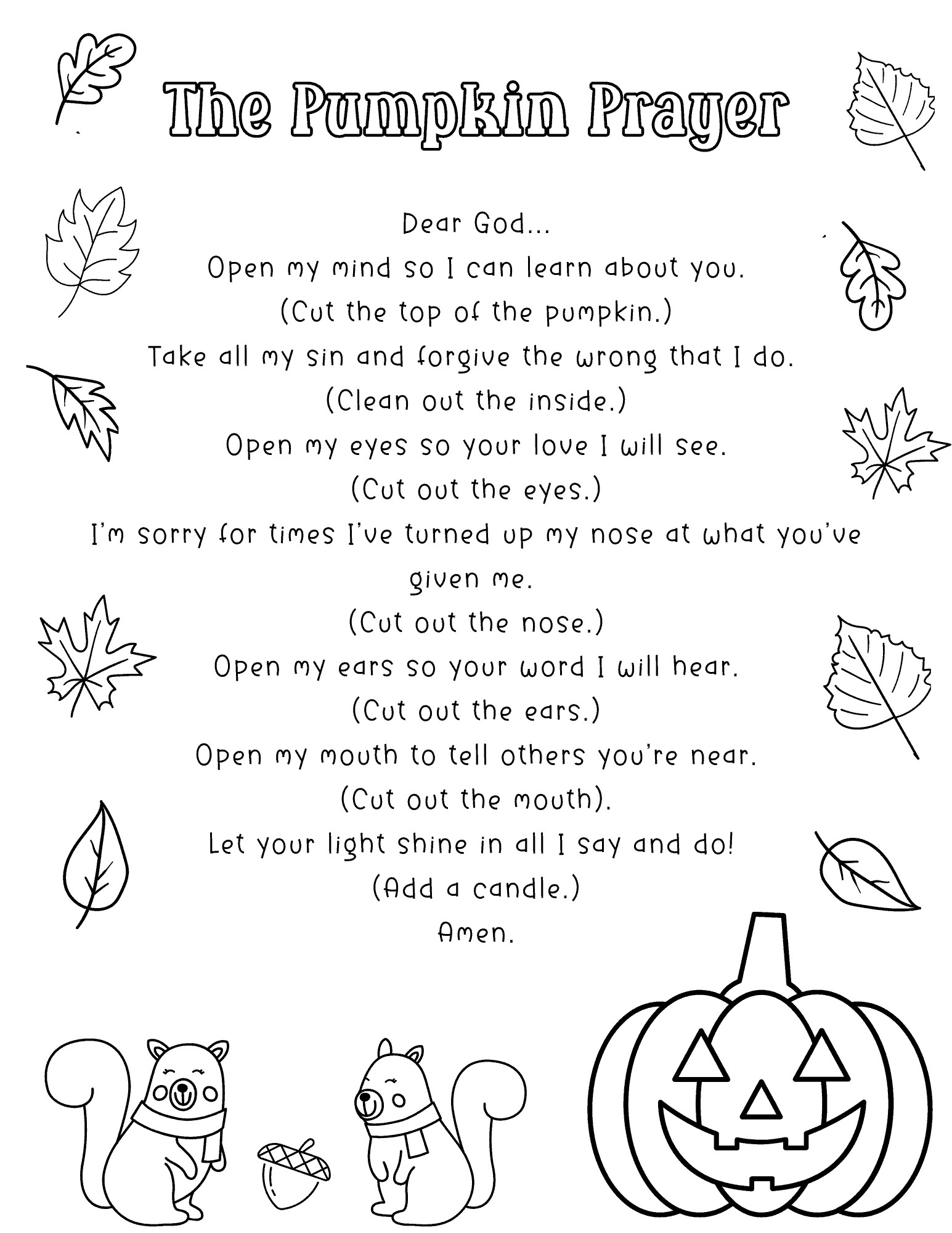 The Pumpkin Prayer Poem Bible Verses Printables Out Upon The Waters