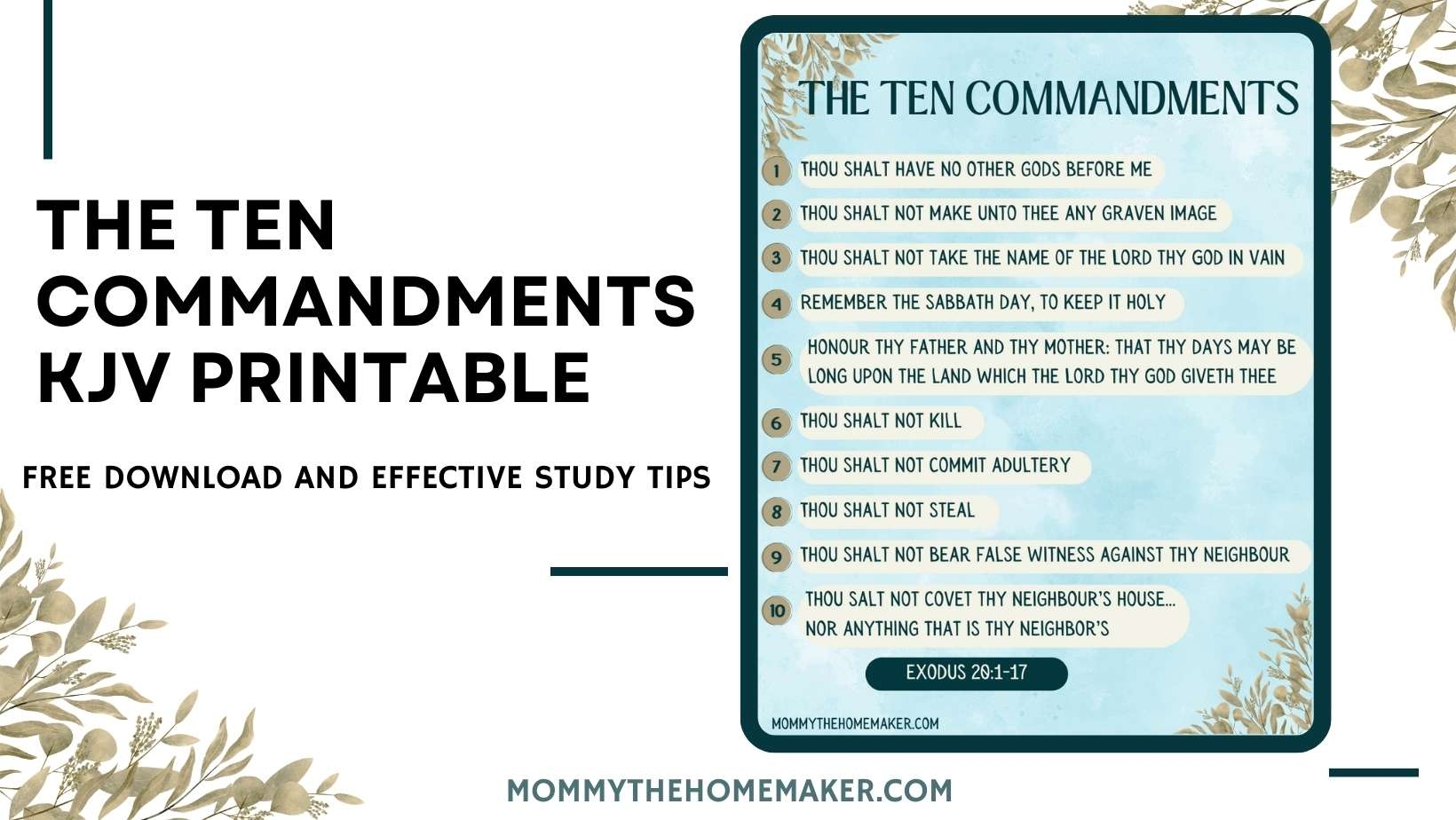 The Ten Commandments KJV Free Printable PDF Mommy The Homemaker