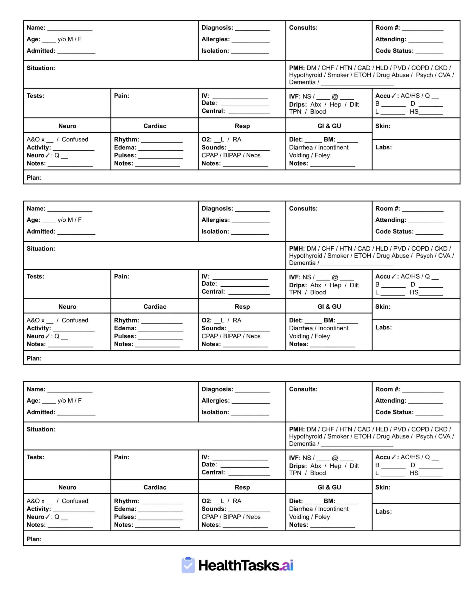 The Ultimate Nursing Report Sheet Guide Free Downloads 