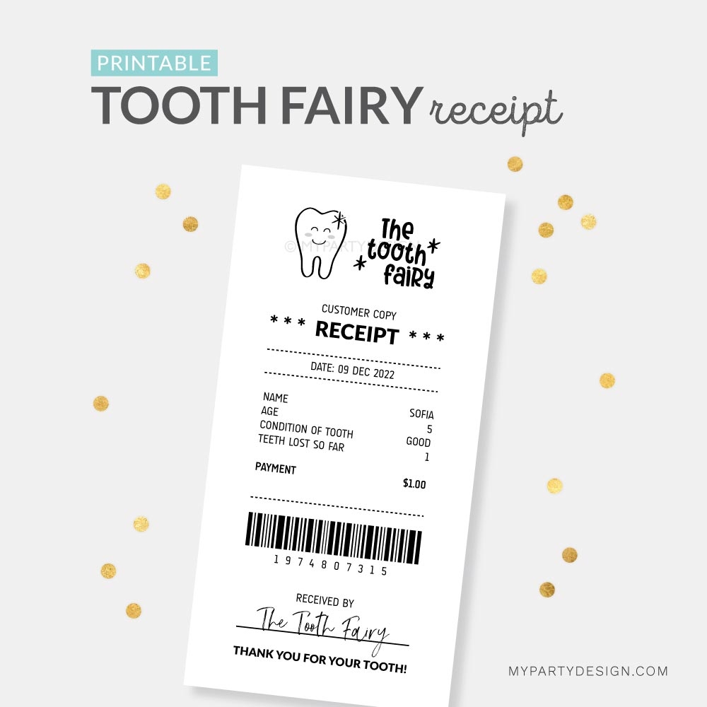 Tooth Fairy Receipt Printable PDF My Party Design Tooth Fairy Receipt Printable PDF My Party Design