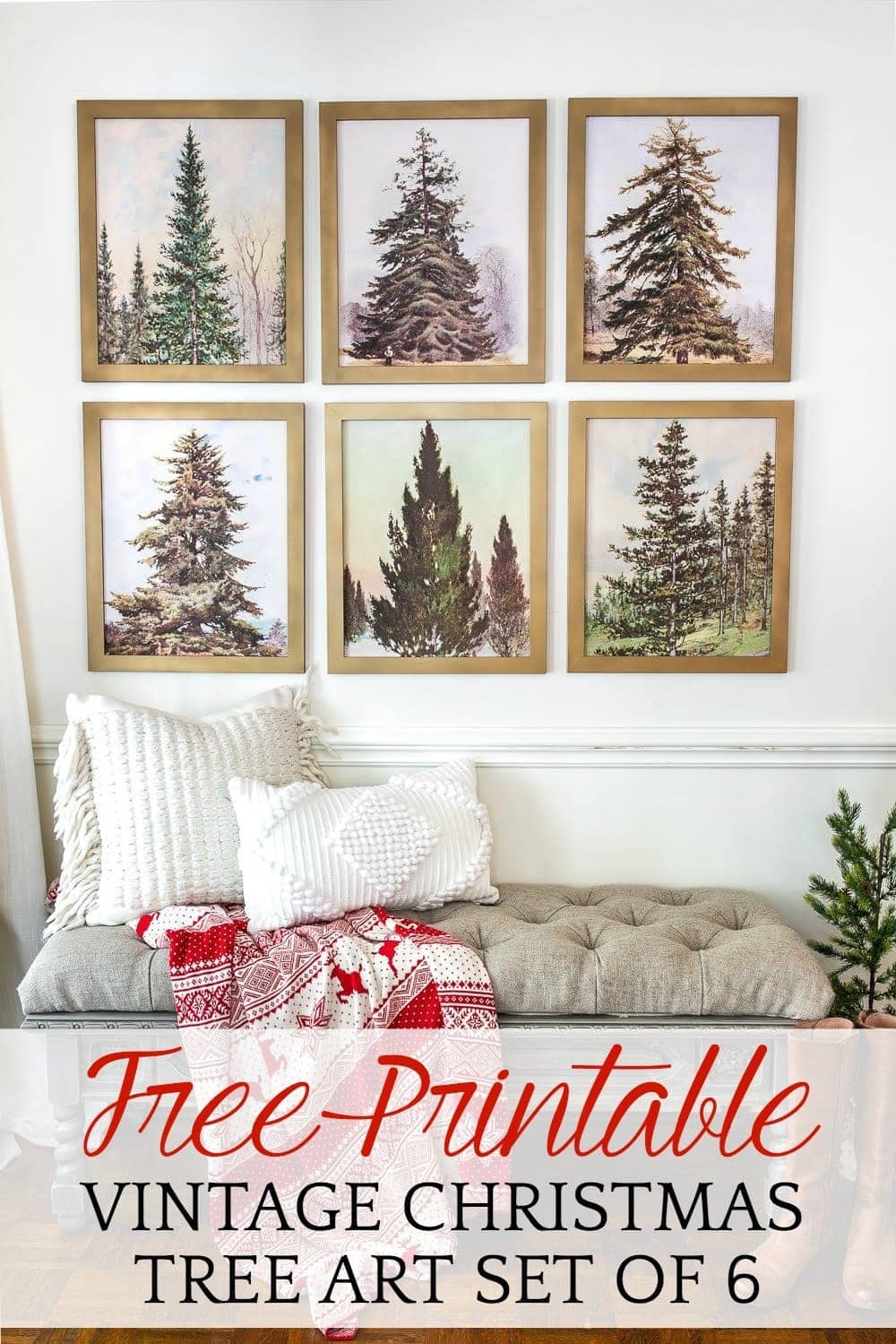 Vintage Christmas Tree Gallery Wall Printable Set Bless er House