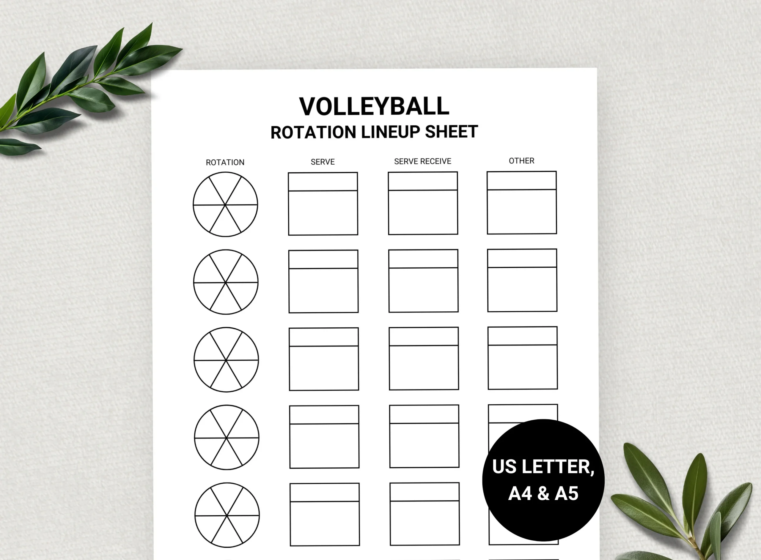 Volleyball Rotation Lineup Sheet Volleyball Coach Game Day Sports Printable Lineup Sheet Volleyball Formation US Letter A4 A5 Etsy
