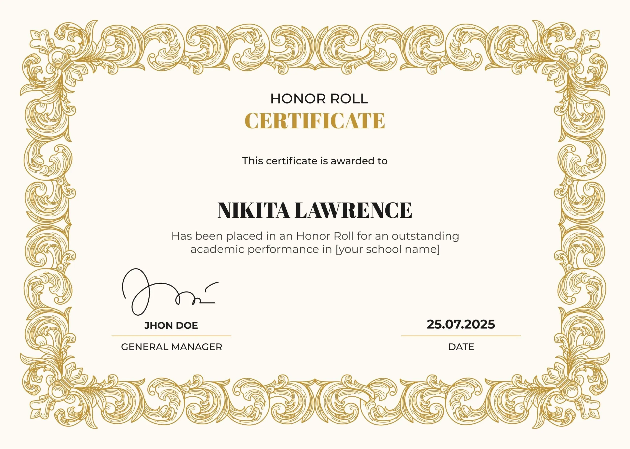 What Is Honor Roll Certificate 7 Free Editable Templates Sertifier