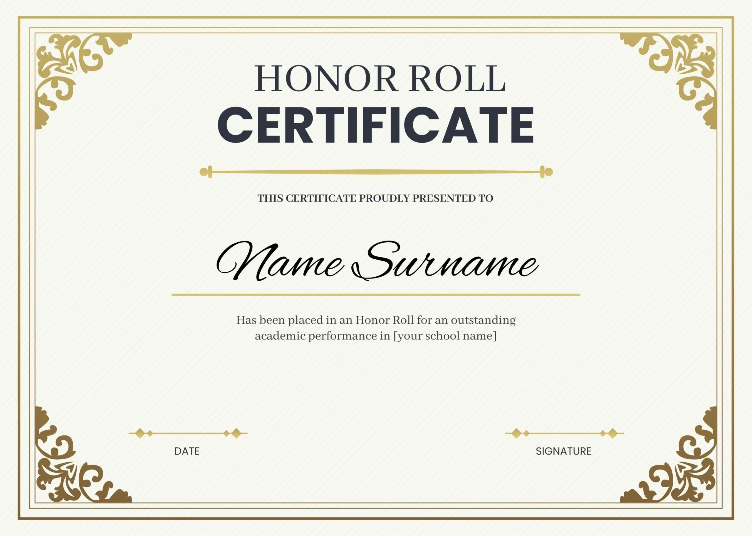What Is Honor Roll Certificate 7 Free Editable Templates Sertifier