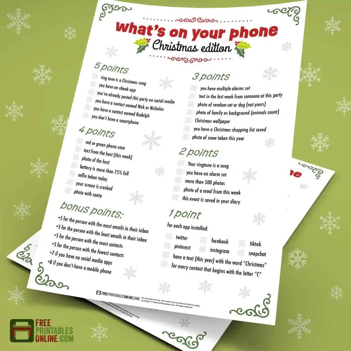 What s On Your Phone Christmas Game Free Printable Free Printables Online What s On Your Phone Christmas Game Free Printable Free Printables Online
