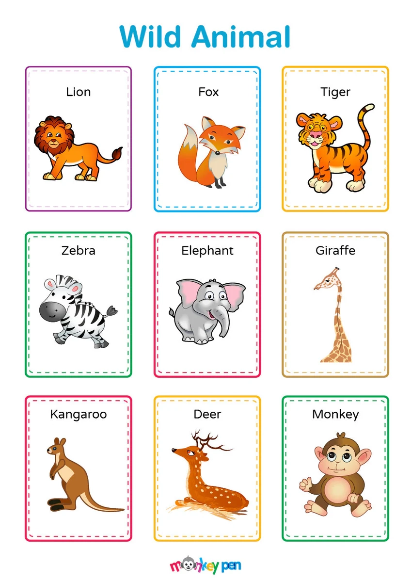 Wild Animal Posters Free Kids Learning PDF