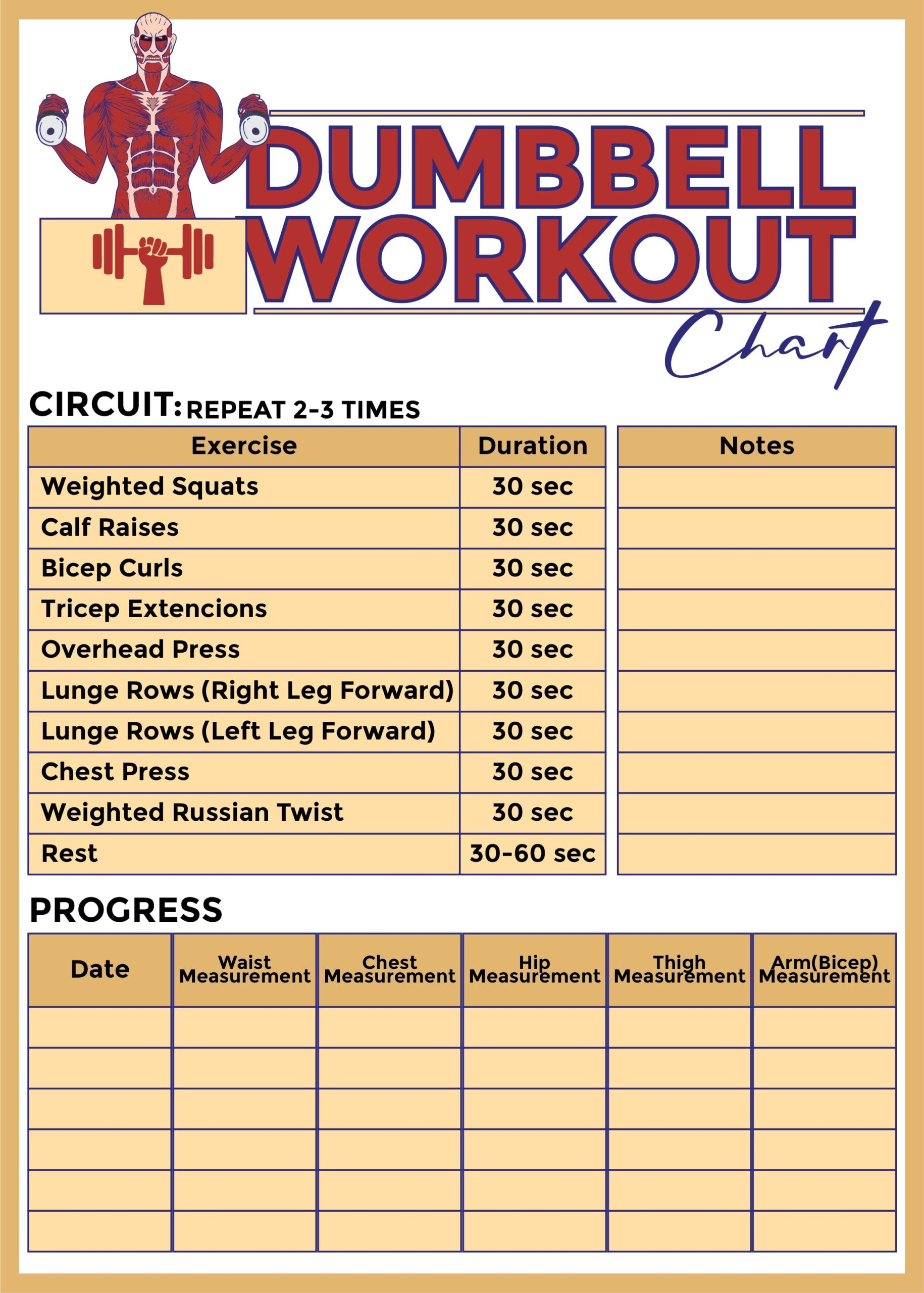 Workout Charts 10 Free PDF Printables Printablee