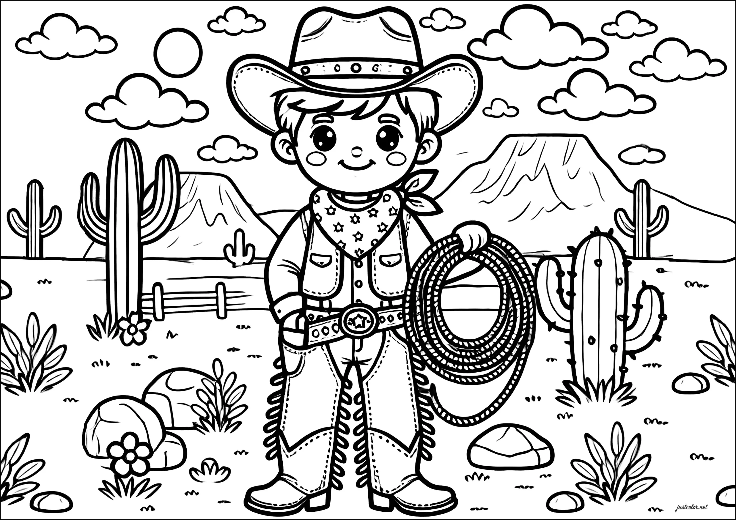Young Cowboy Of The Wild West Cow boys Coloring Pages