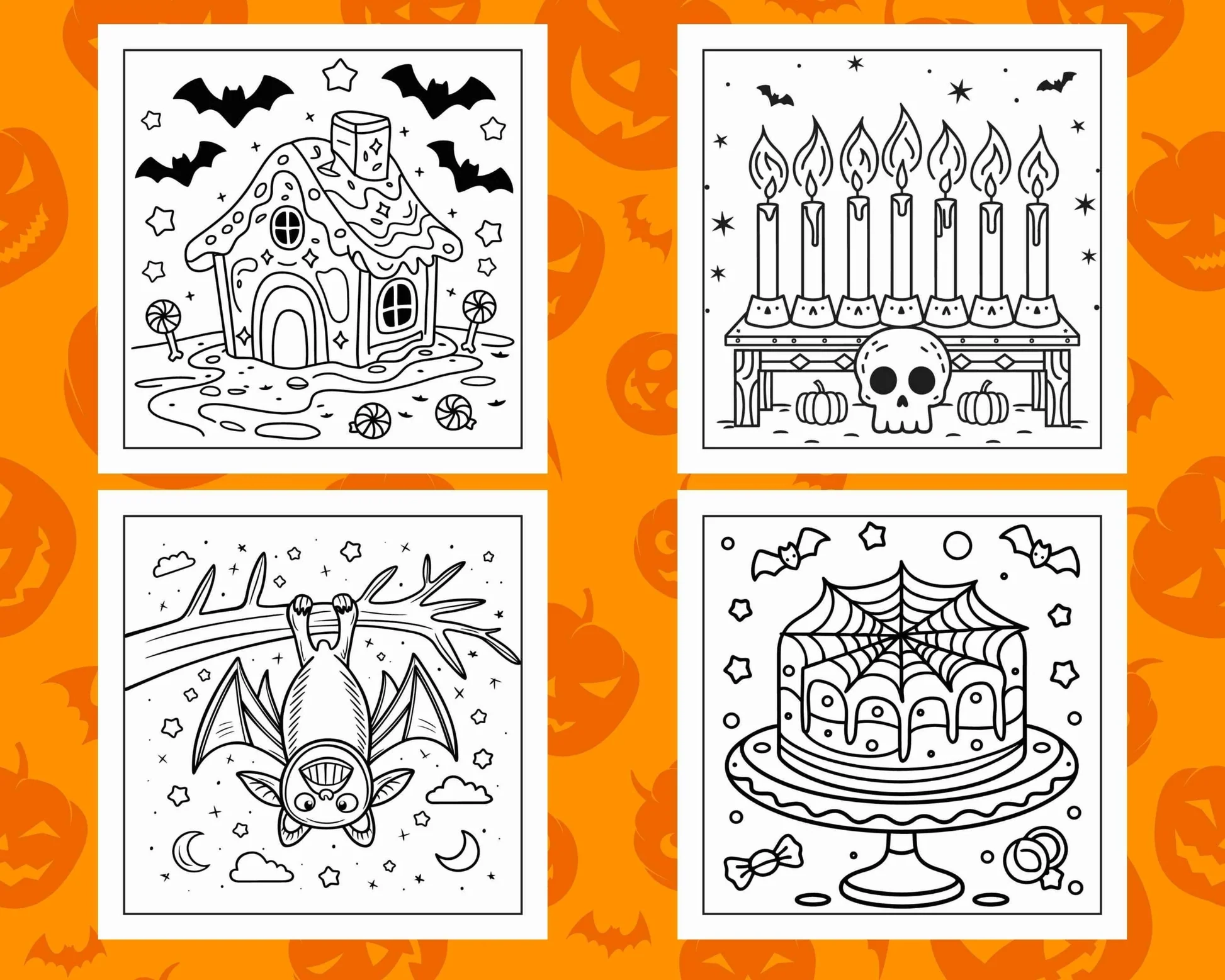 100 Bold And Easy Cute Halloween Coloring Pages Printable PDF Instant RASPIEE