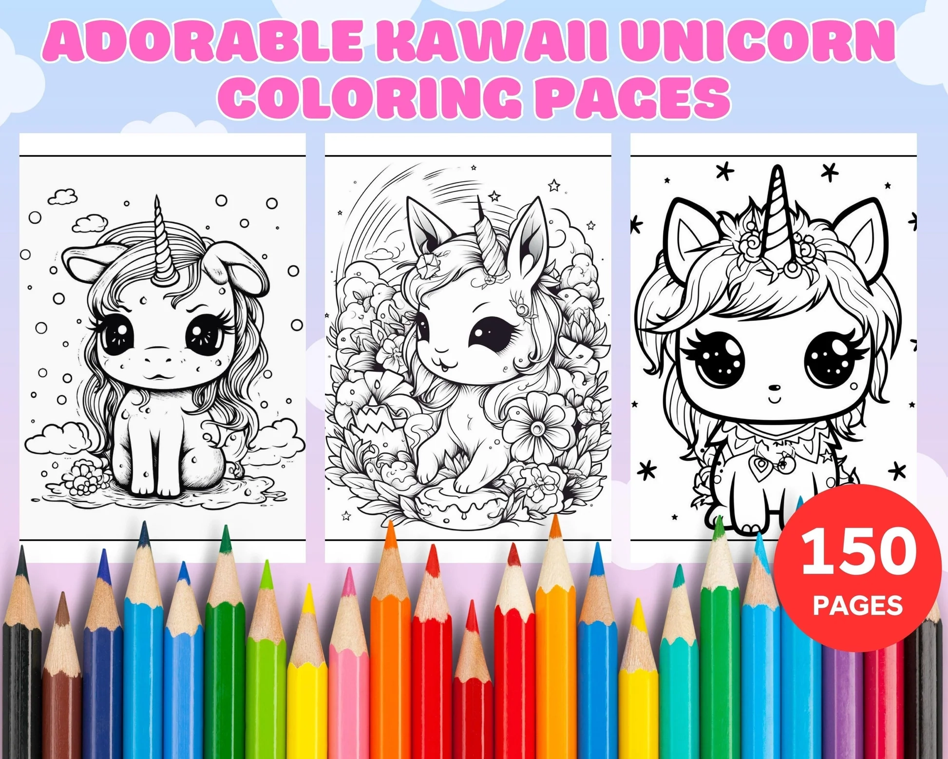 150 Adorable Kawaii Unicorn Printable Coloring Pages For Kids Printab RASPIEE