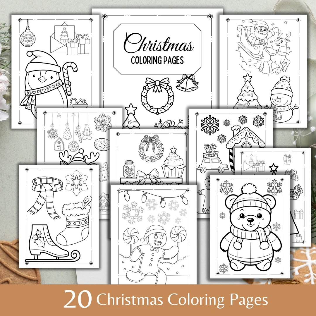 20 Christmas Coloring Pages Kid s Printable Activities digital Download Etsy