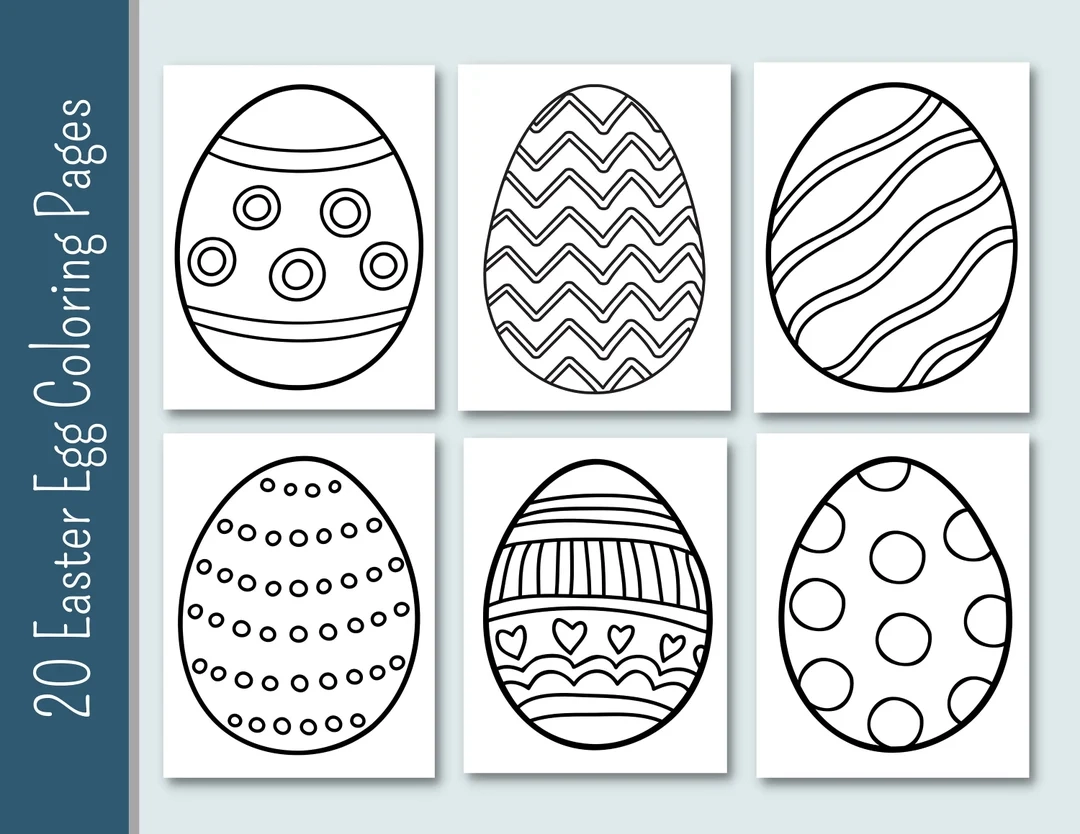20 Easter Egg Coloring Pages Variety Coloring Printable Coloring Pages Easter Eggs Kindergarten Preschool Easter Spring Etsy Denmark