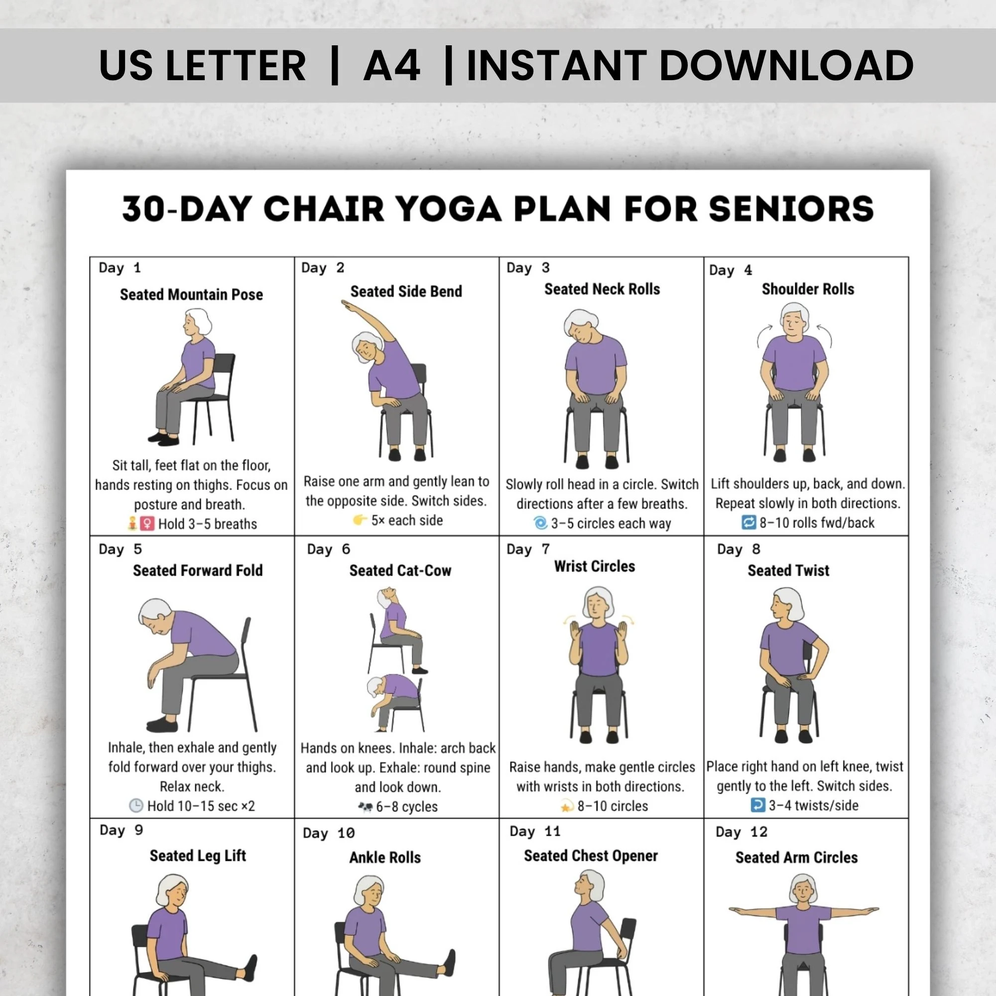 30 Day Chair Yoga For Seniors Challenge Chair Exercise Guide Printable Chair Workout Senior Home Workout Plan Digital Download PDF Etsy 30 Day Chair Yoga For Seniors Challenge Chair Exercise Guide Printable Chair Workout Senior Home Workout Plan Digital Download PDF Etsy