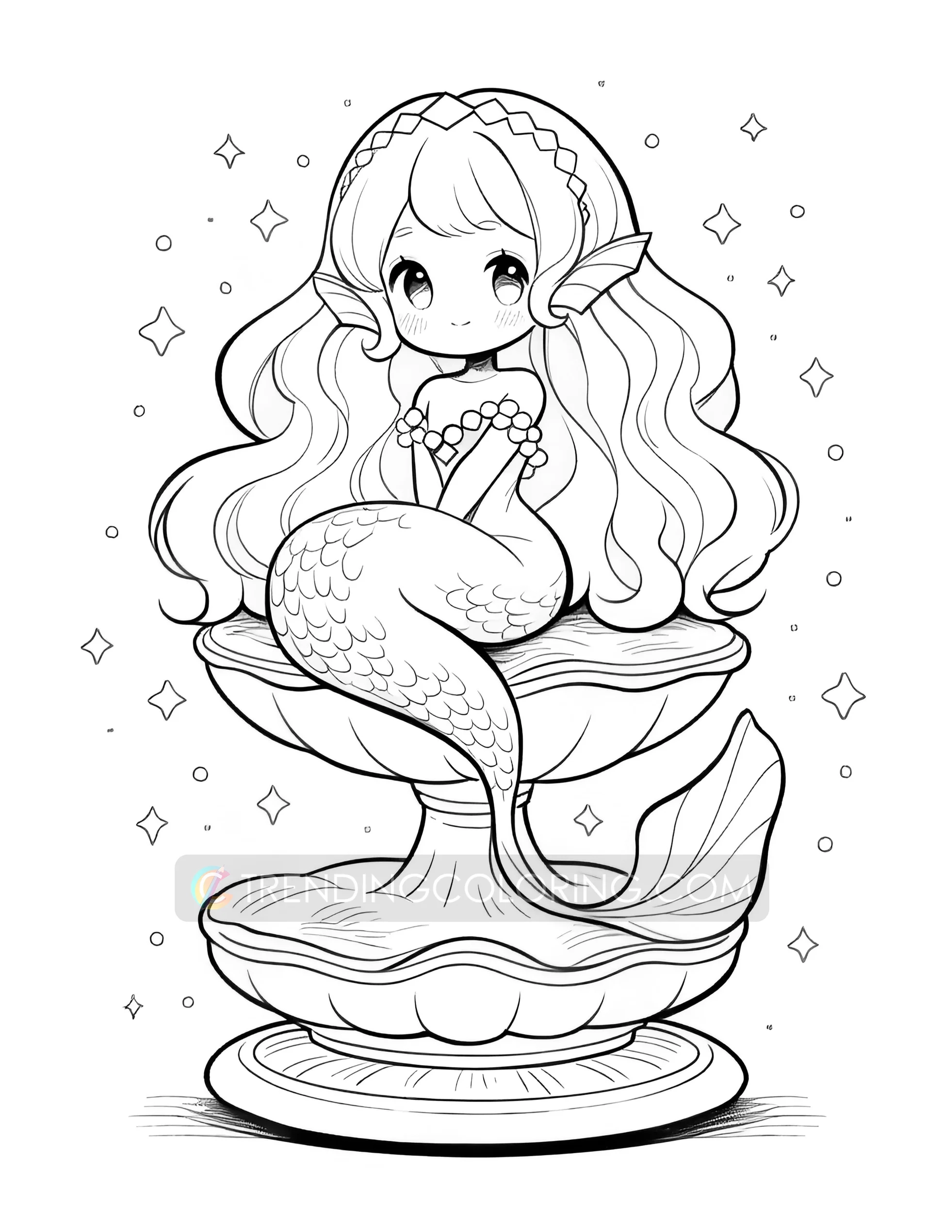 40 Kawaii Mermaid Coloring Pages Instant Download Printable PDF Trending Coloring