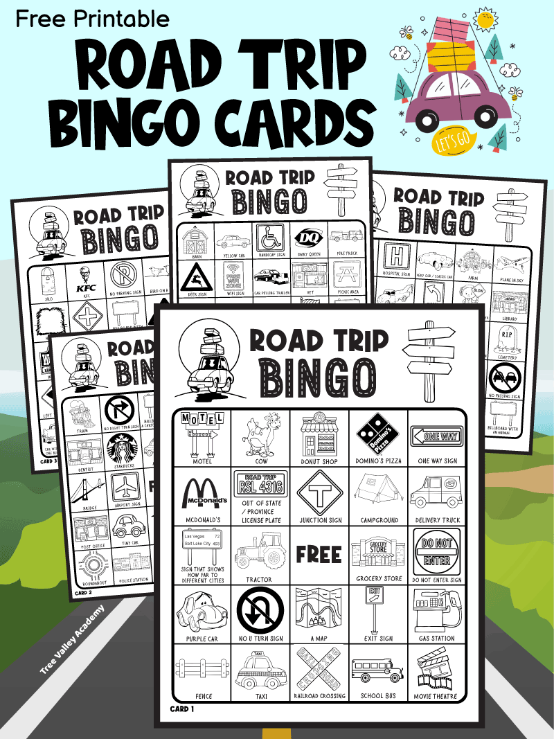 5 Free Printable Road Trip Bingo Cards Tree Valley Academy