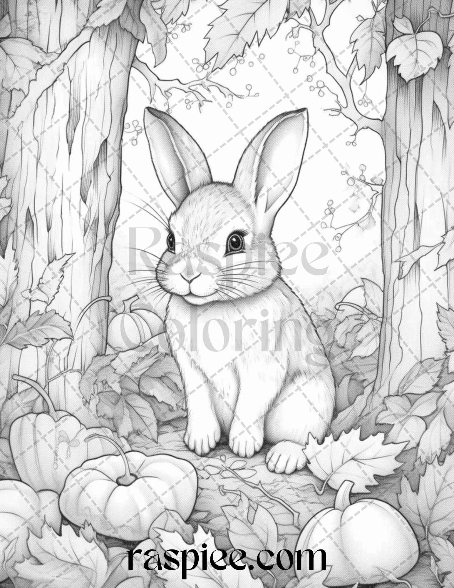 50 Rabbit Garden Grayscale Coloring Pages Printable For Adults PDF Fi RASPIEE