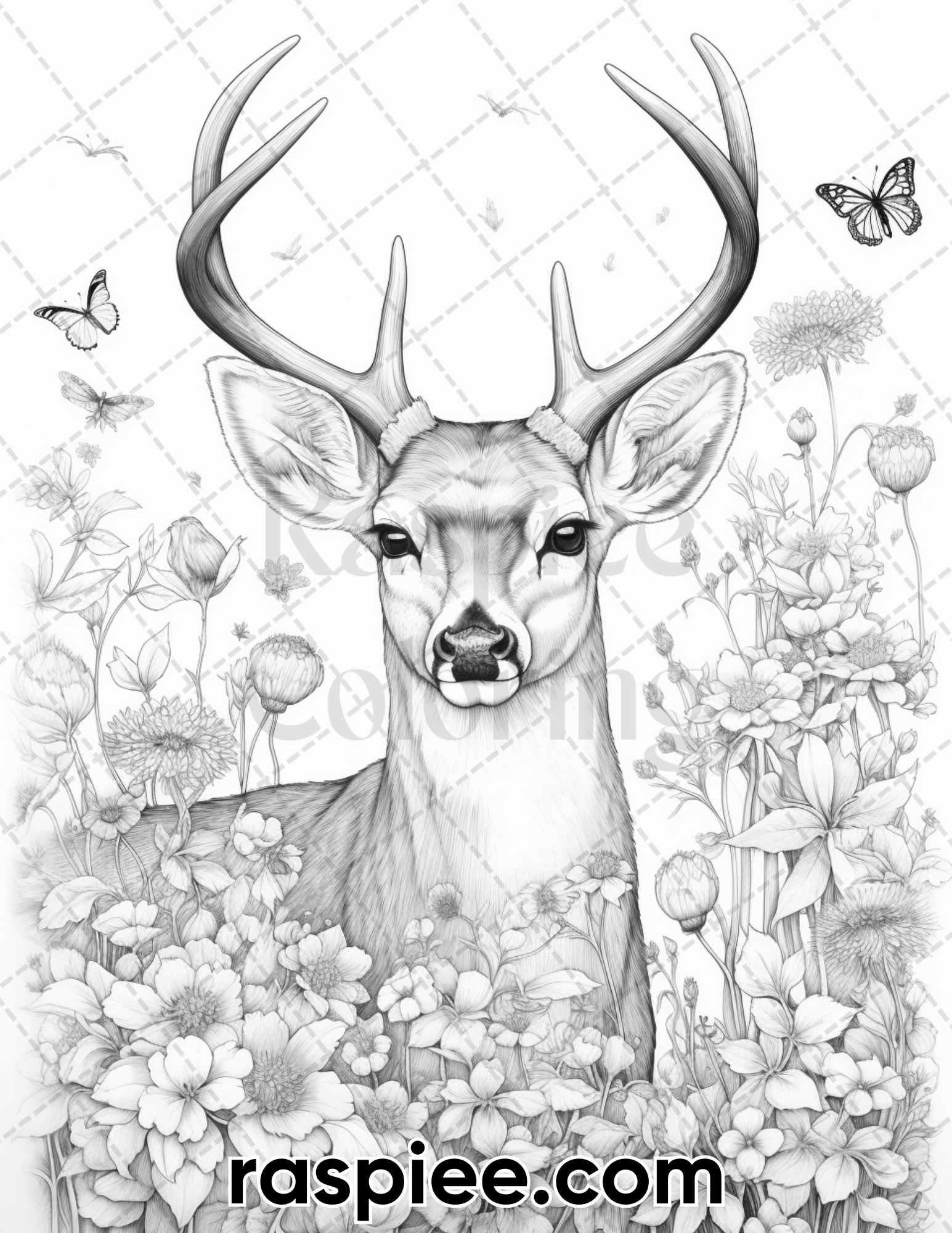 55 Enchanting Spring Animals Grayscale Adult Coloring Pages Printable RASPIEE