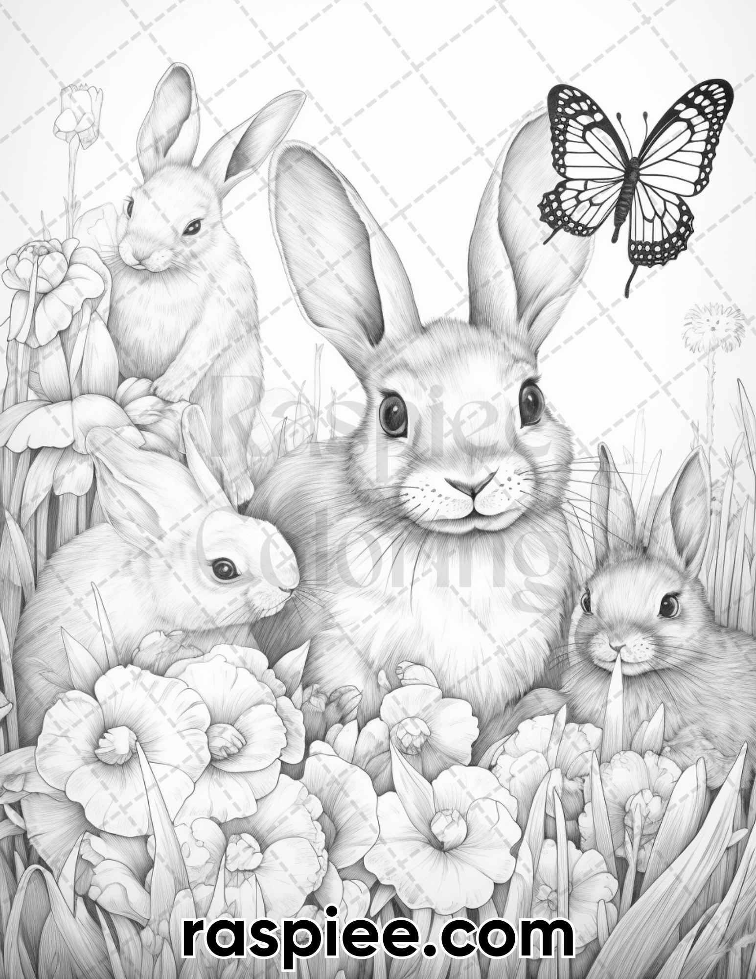 55 Enchanting Spring Animals Grayscale Adult Coloring Pages Printable RASPIEE