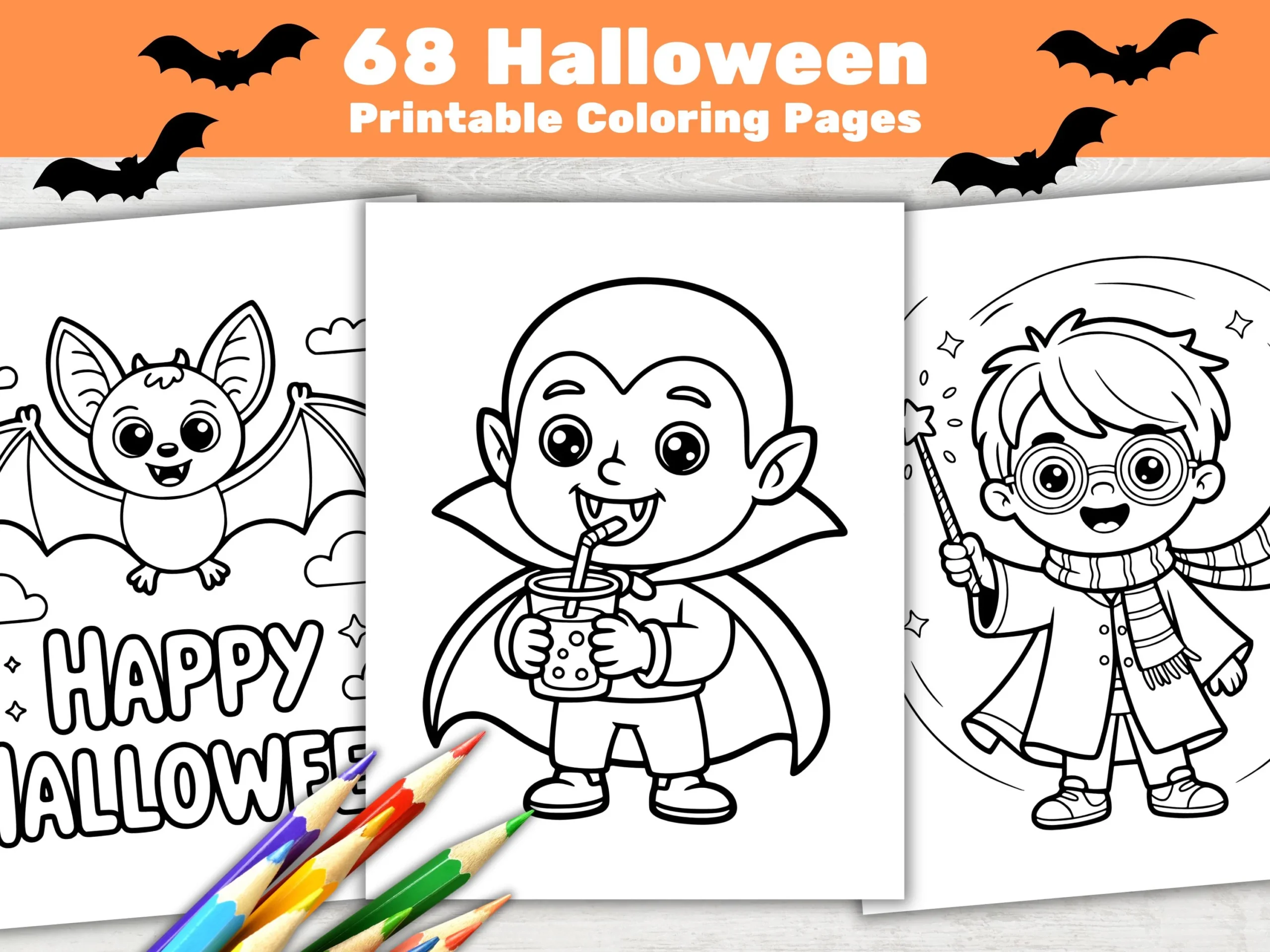 68 Easy Halloween Coloring Pages Printable Simple Bold Fall Coloring Book For Kids PDF Etsy
