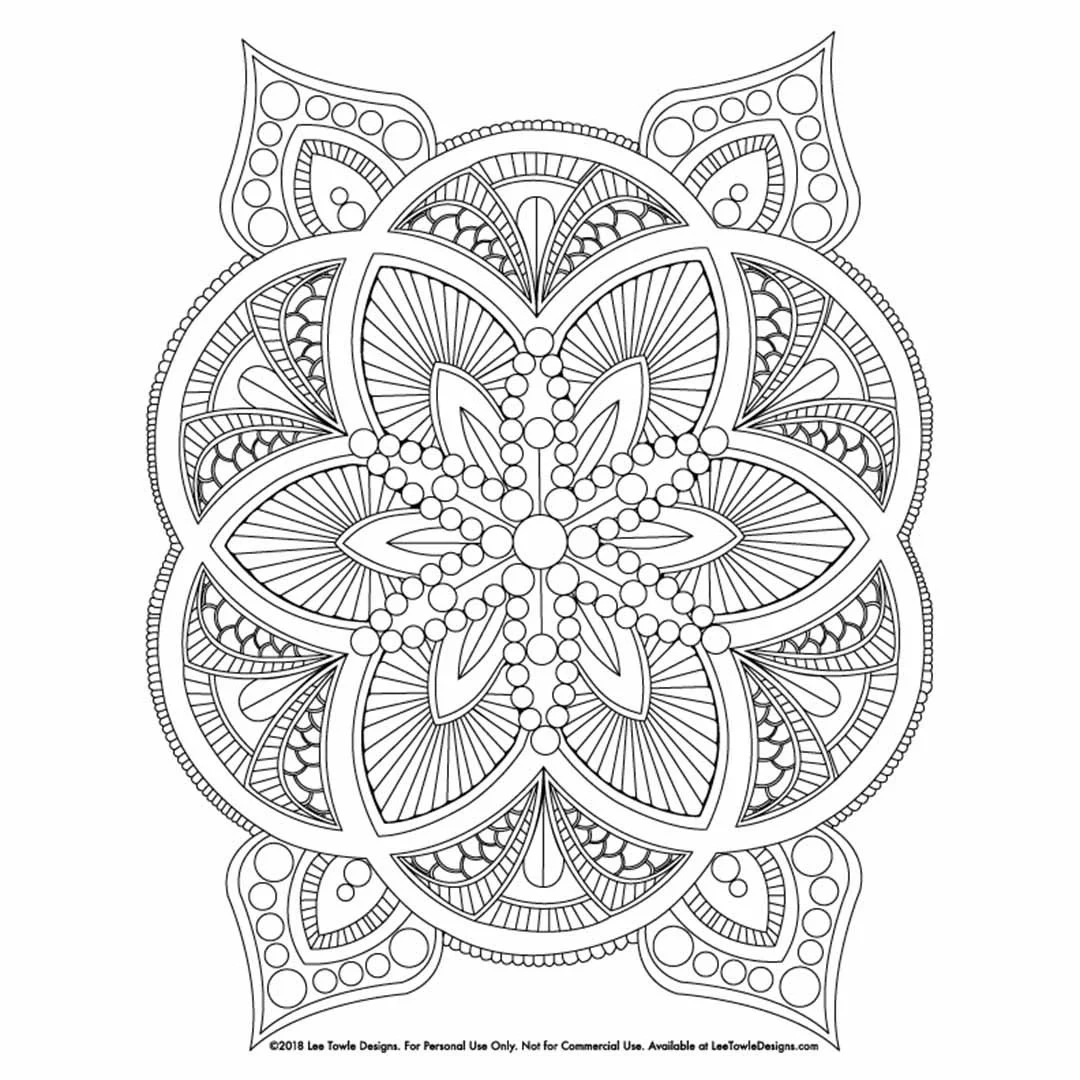 Abstract Mandala Coloring Page For Adults Free Printable Advance Adult Coloring Page Lee Towle Designs