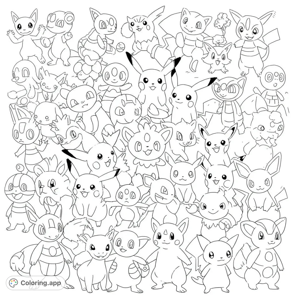 Adorable Pok mon Character Collection Coloring app