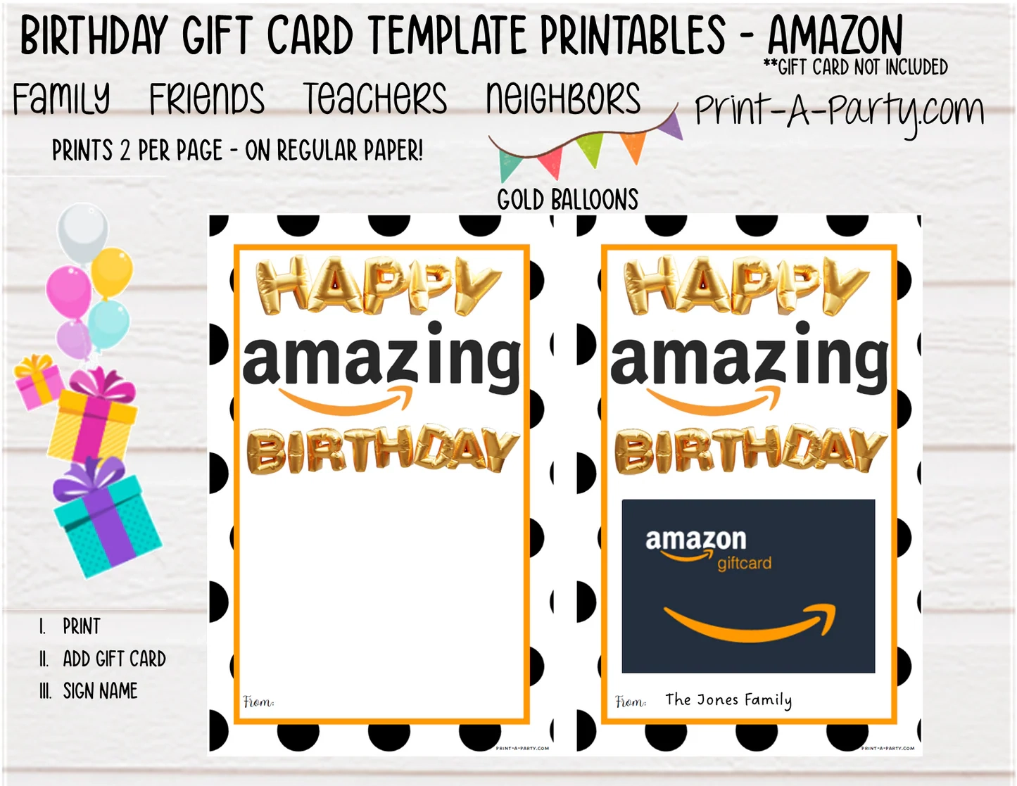 Amazon Gift Card Holder Printable Cute Gift Card Holders 2 Per Page PrintAParty Amazon Gift Card Holder Printable Cute Gift Card Holders 2 Per Page PrintAParty