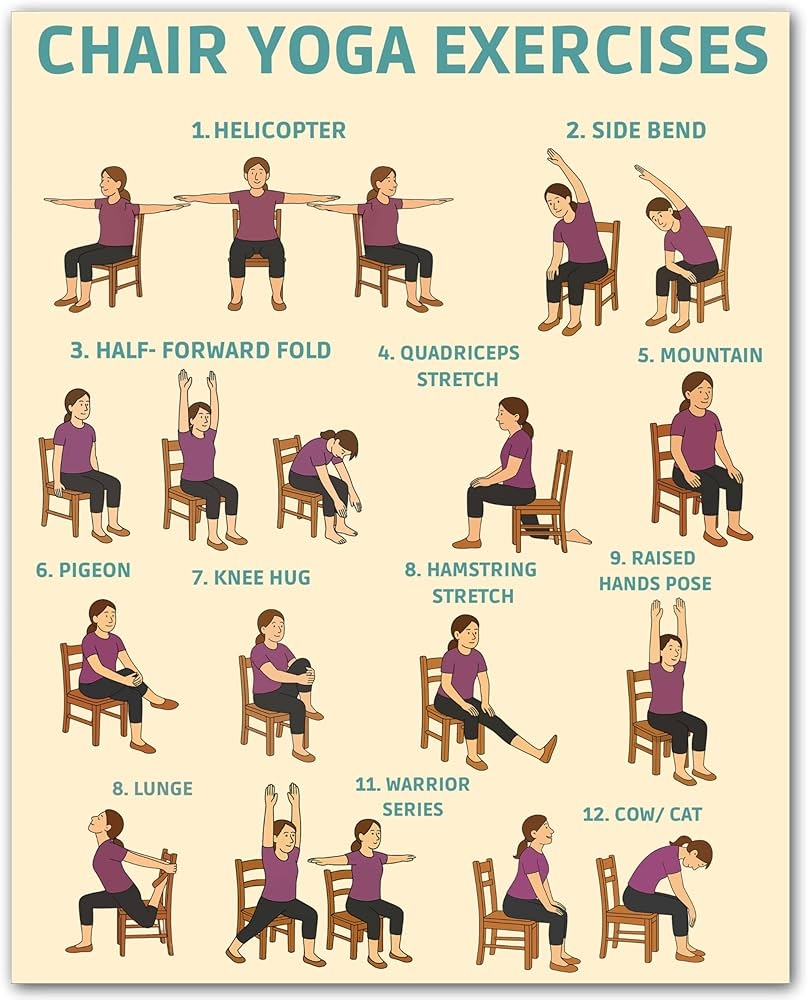 Amazon ZUKIY Chair Yoga Exercises Poster 8x10 Unframed Wellness Chart For Seniors Over 60 Gentle Yoga Guide With Seated Poses Senior Fitness Wall Art For Home Office Or Physical Amazon ZUKIY Chair Yoga Exercises Poster 8x10 Unframed Wellness Chart For Seniors Over 60 Gentle Yoga Guide With Seated Poses Senior Fitness Wall Art For Home Office Or Physical