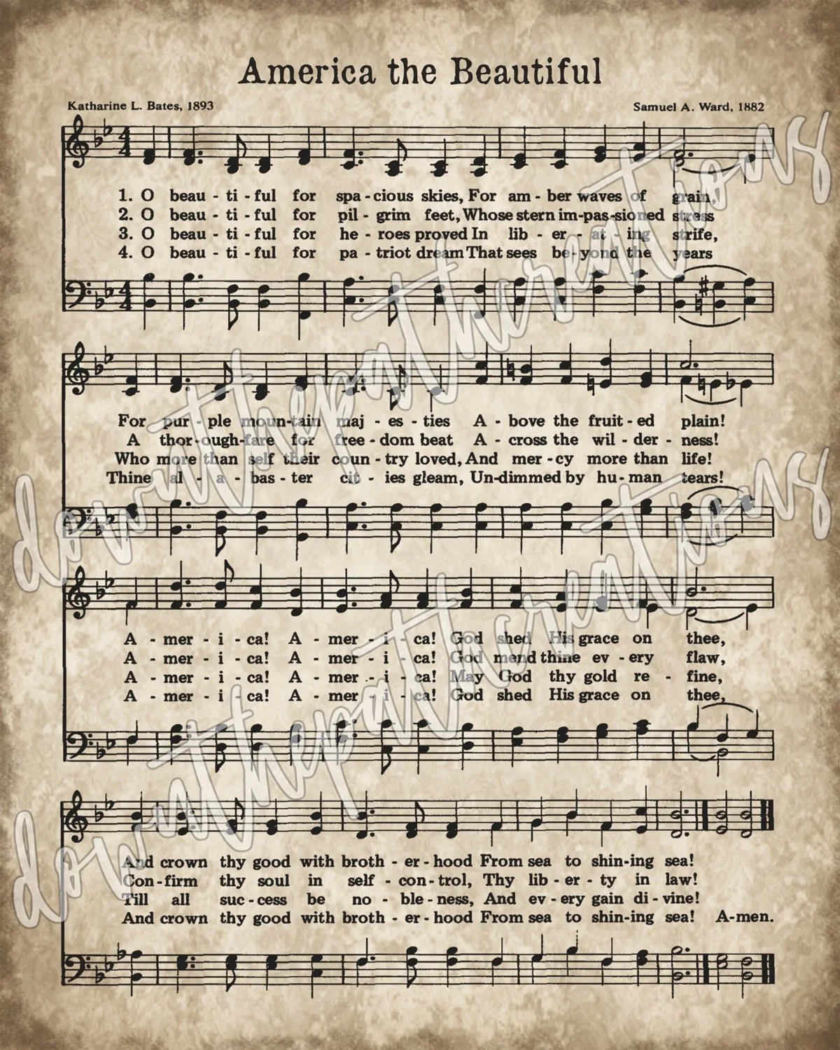 America The Beautiful Vintage Sheet Music Printable Down The Path Creations America The Beautiful Vintage Sheet Music Printable Down The Path Creations