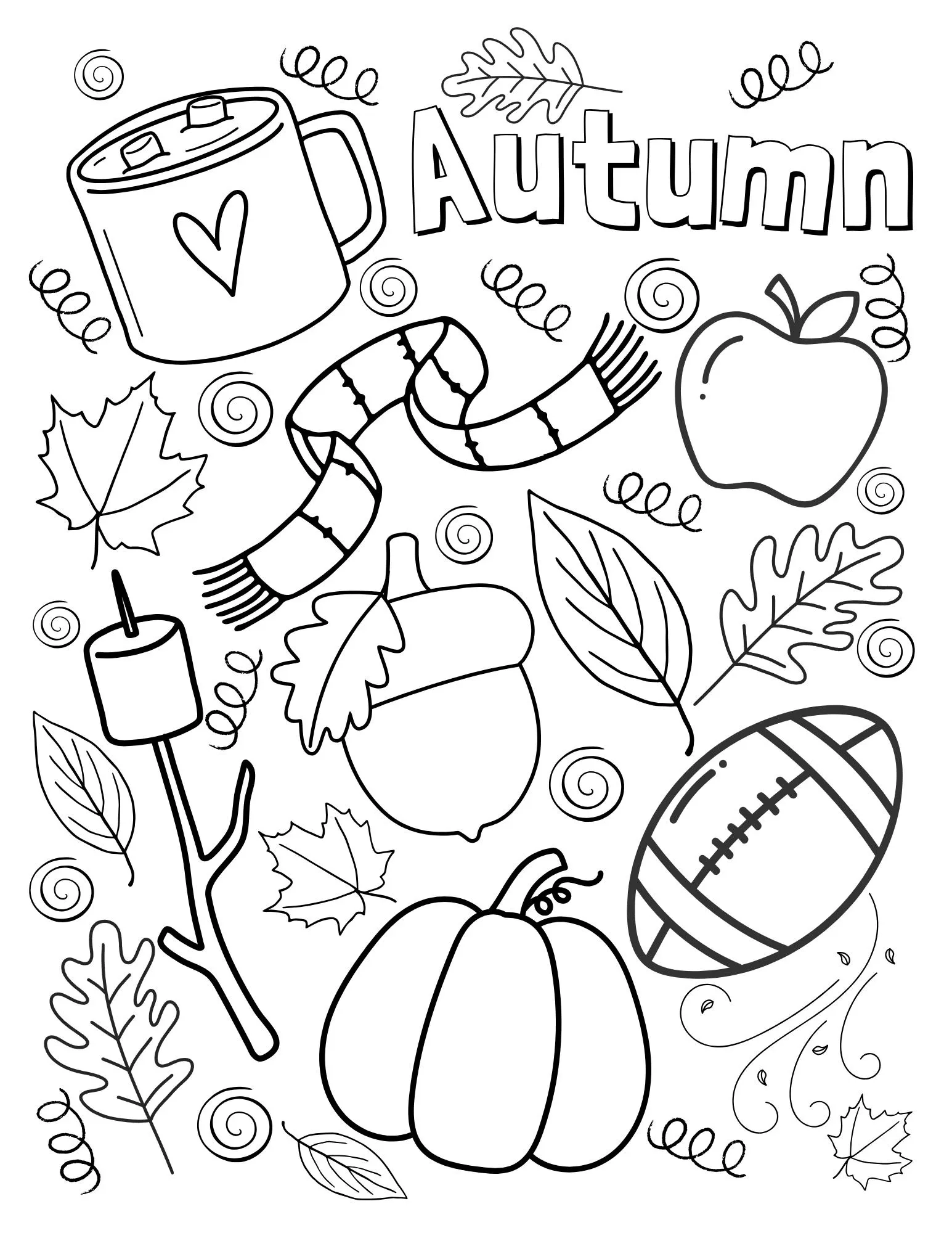 Autumn Printable Coloring Sheet Instant Download For Kids Adults Etsy New Zealand