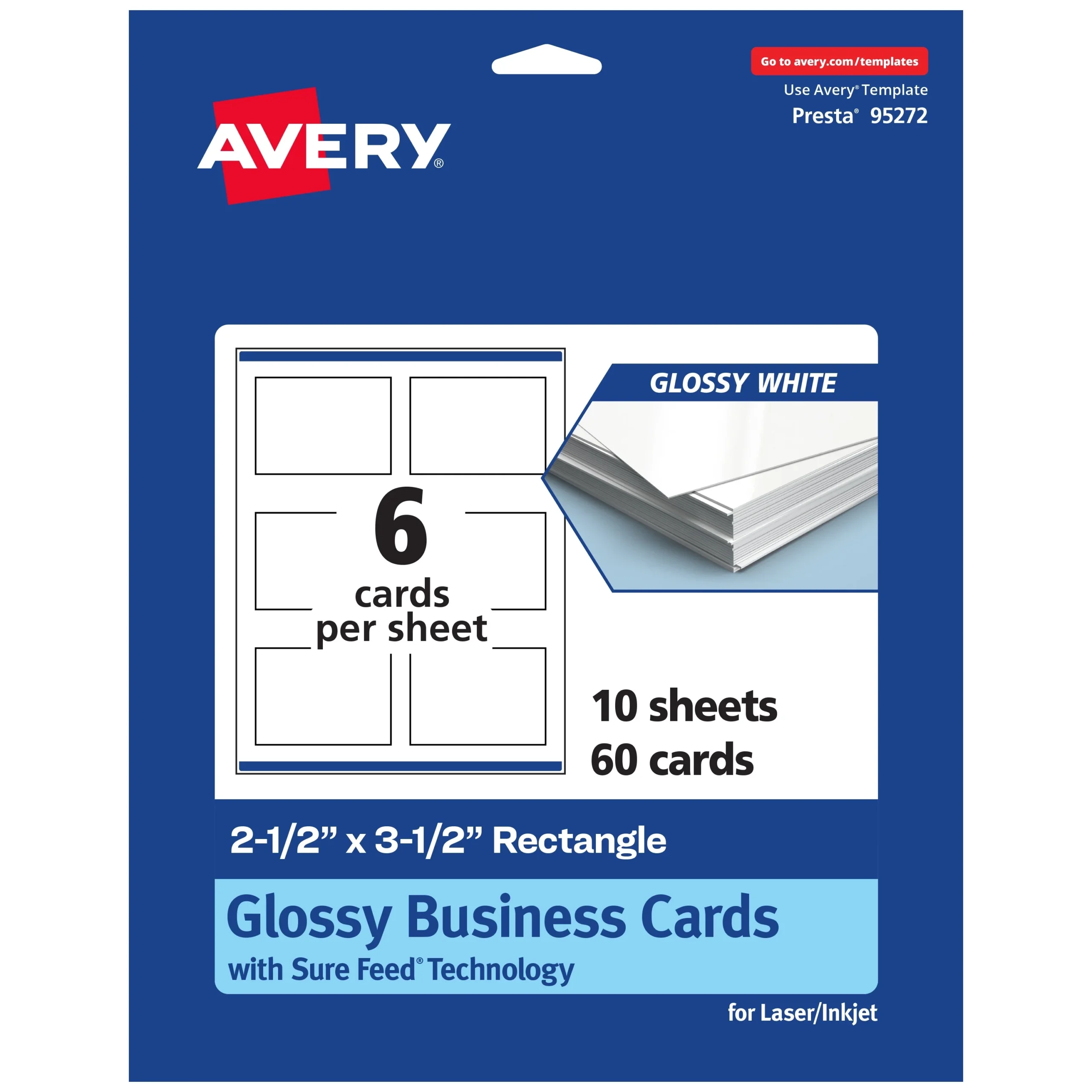 Avery Printable Business Cards 2 5 X 2 5 Glossy White 450ct Walmart