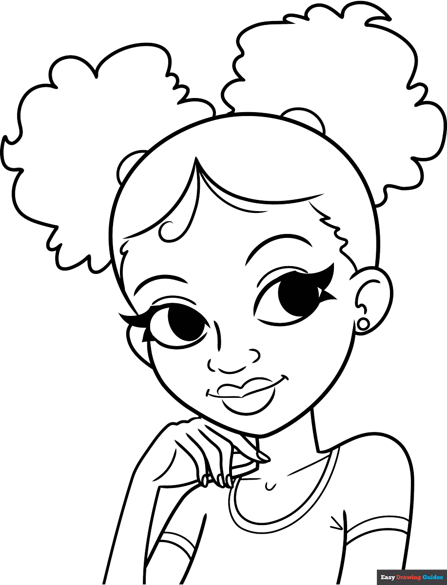 Black Girl Cartoon Coloring Page Easy Drawing Guides Black Girl Cartoon Coloring Page Easy Drawing Guides