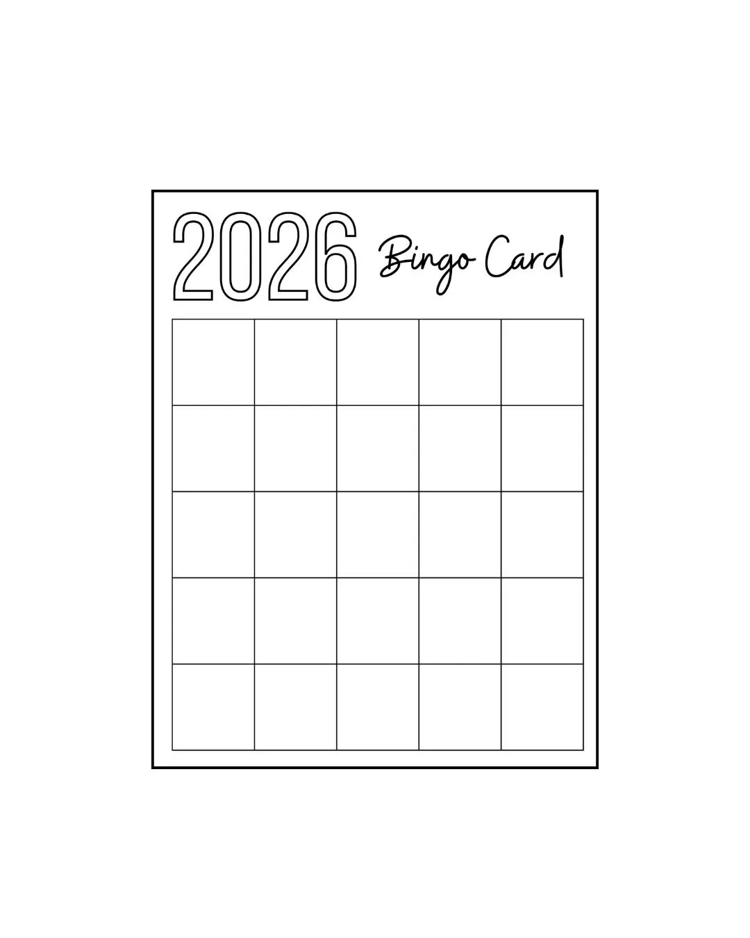 Blank Bingo Card Template Etsy New Zealand