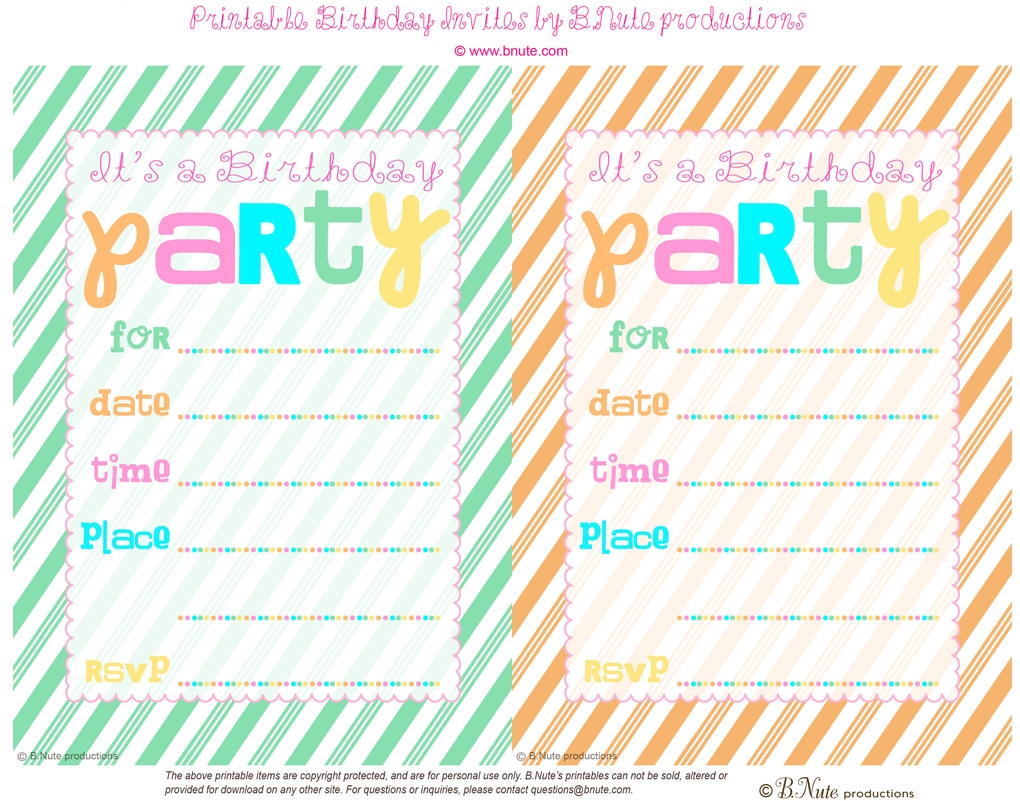 Bnute Productions Free Printable Striped Birthday Party Invitation Bnute Productions Free Printable Striped Birthday Party Invitation