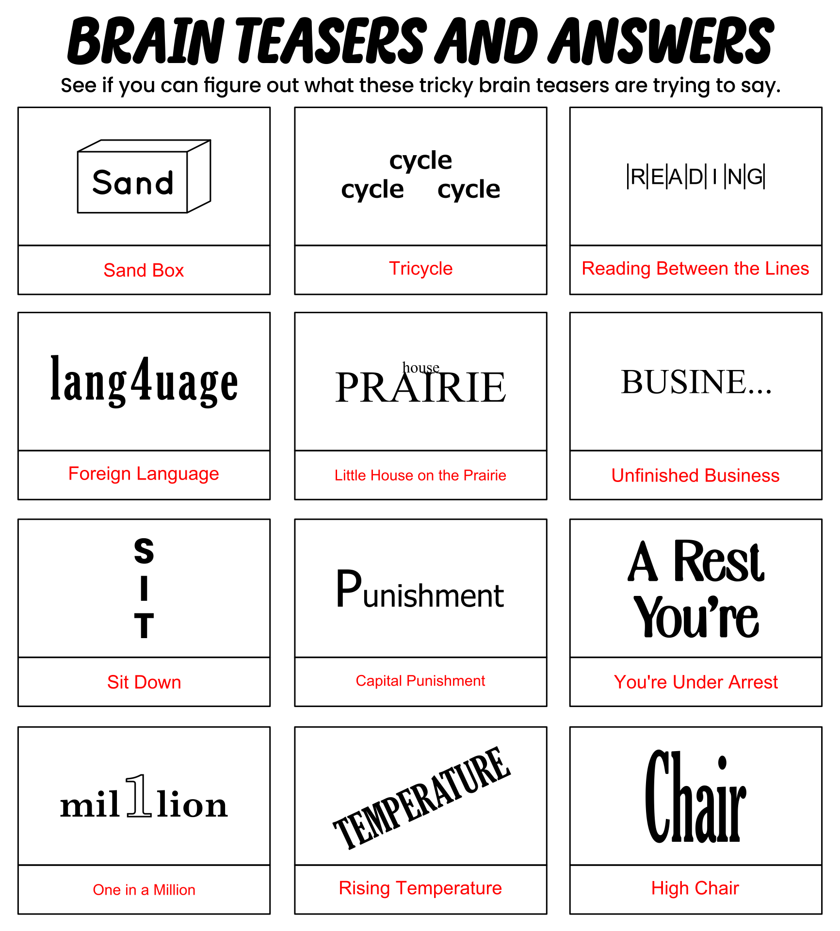 Brain Teasers And Answers 13 Free PDF Printables Printablee