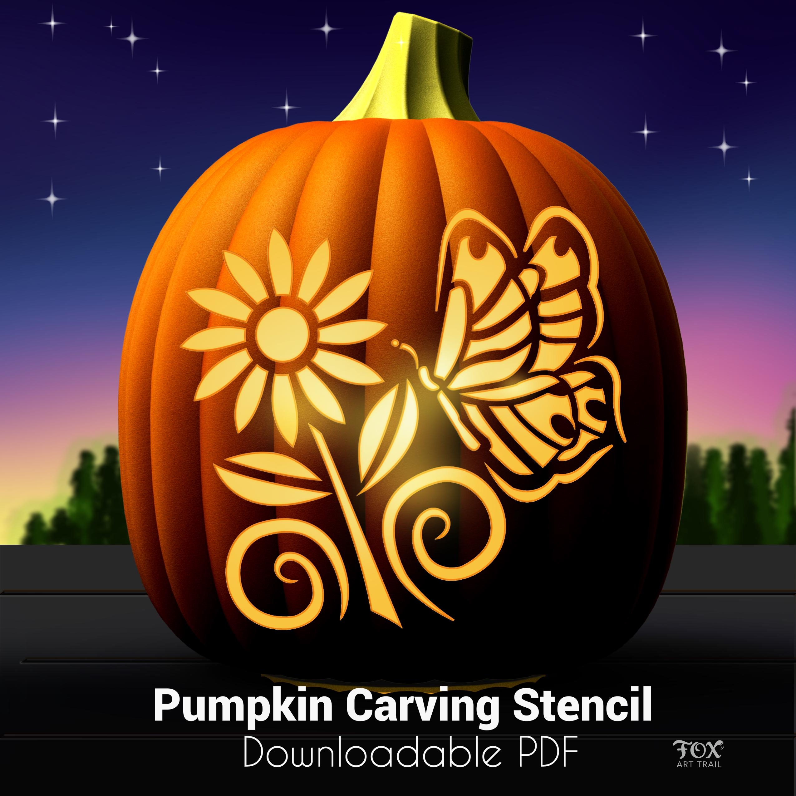 Butterfly Sunflower Pumpkin Carving Template Pretty Fall Decor PDF Download Etsy Ireland Butterfly Sunflower Pumpkin Carving Template Pretty Fall Decor PDF Download Etsy Ireland