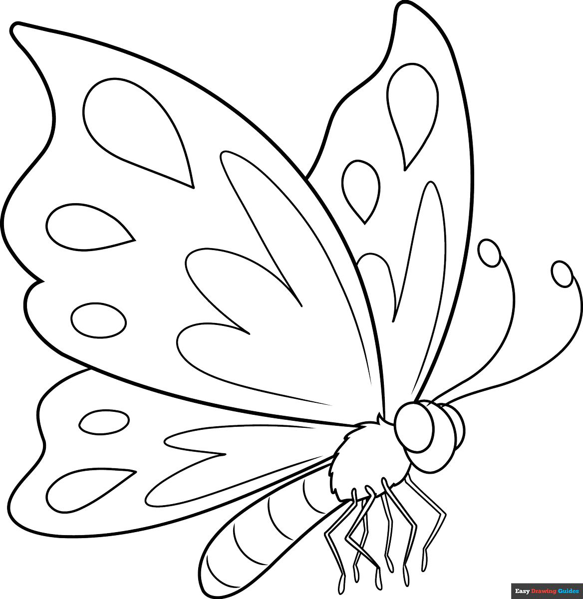 Cartoon Butterfly Coloring Page Easy Drawing Guides