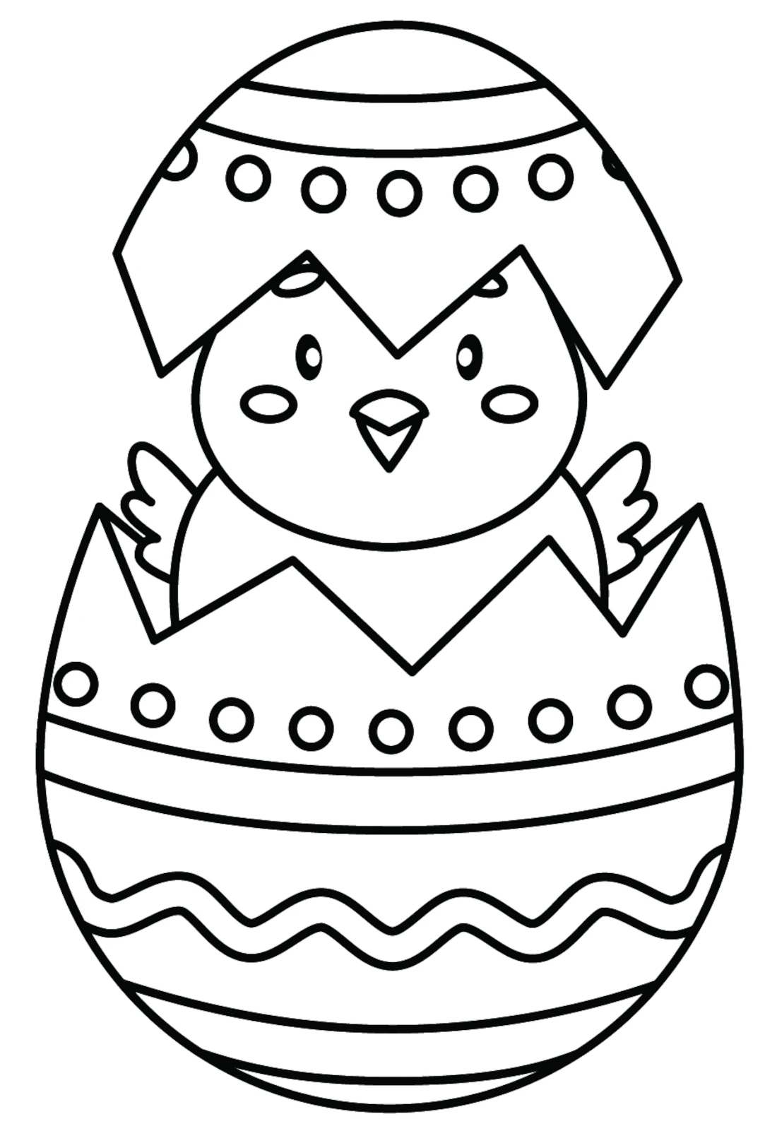 Chick Hatching From Decorated Easter Egg Coloring Page