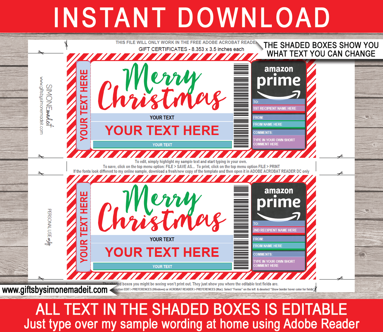 Christmas Amazon Prime Gift Certificate Template Membership Voucher Christmas Amazon Prime Gift Certificate Template Membership Voucher