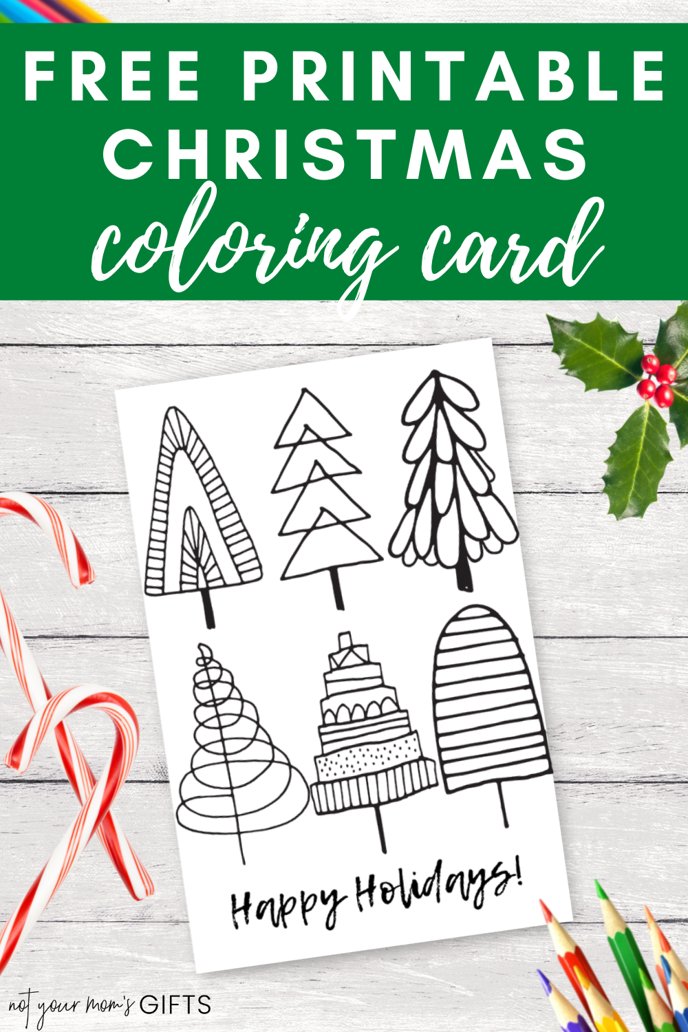 Christmas Card To Color Free Printable Half Fold Not Your Mom s Gifts