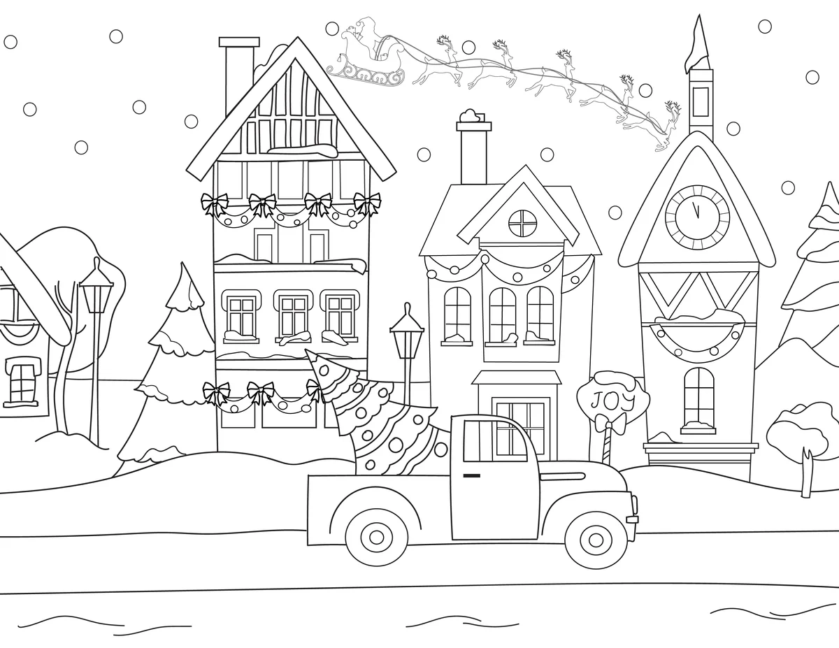 Christmas Coloring Pages For Adults 3 Pages 
