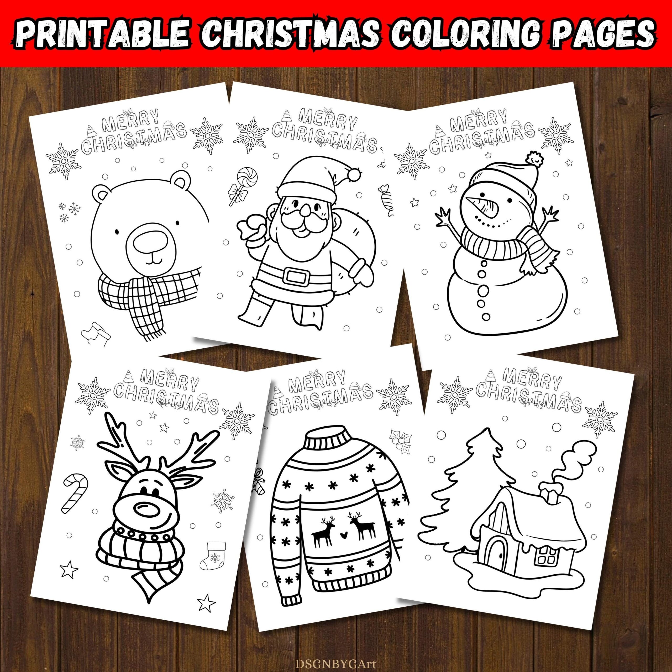 Christmas Coloring Pages For Kids 15 Printable Designs PDF Etsy