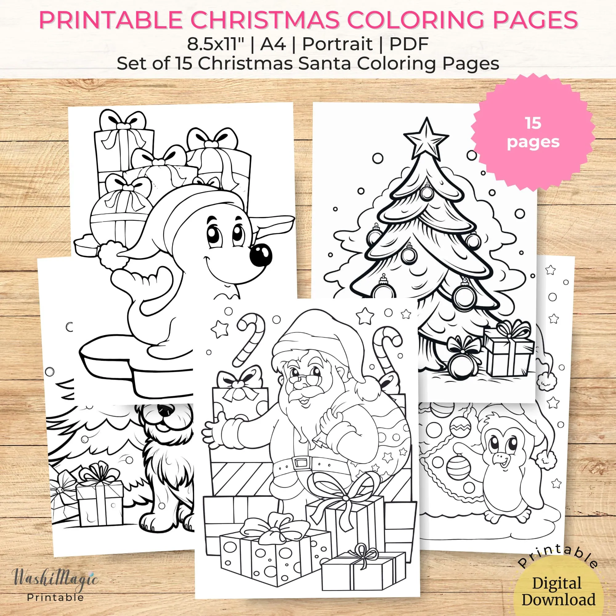 Christmas Coloring Pages For Kids Santa Gifts Coloring Sheets PDF Etsy