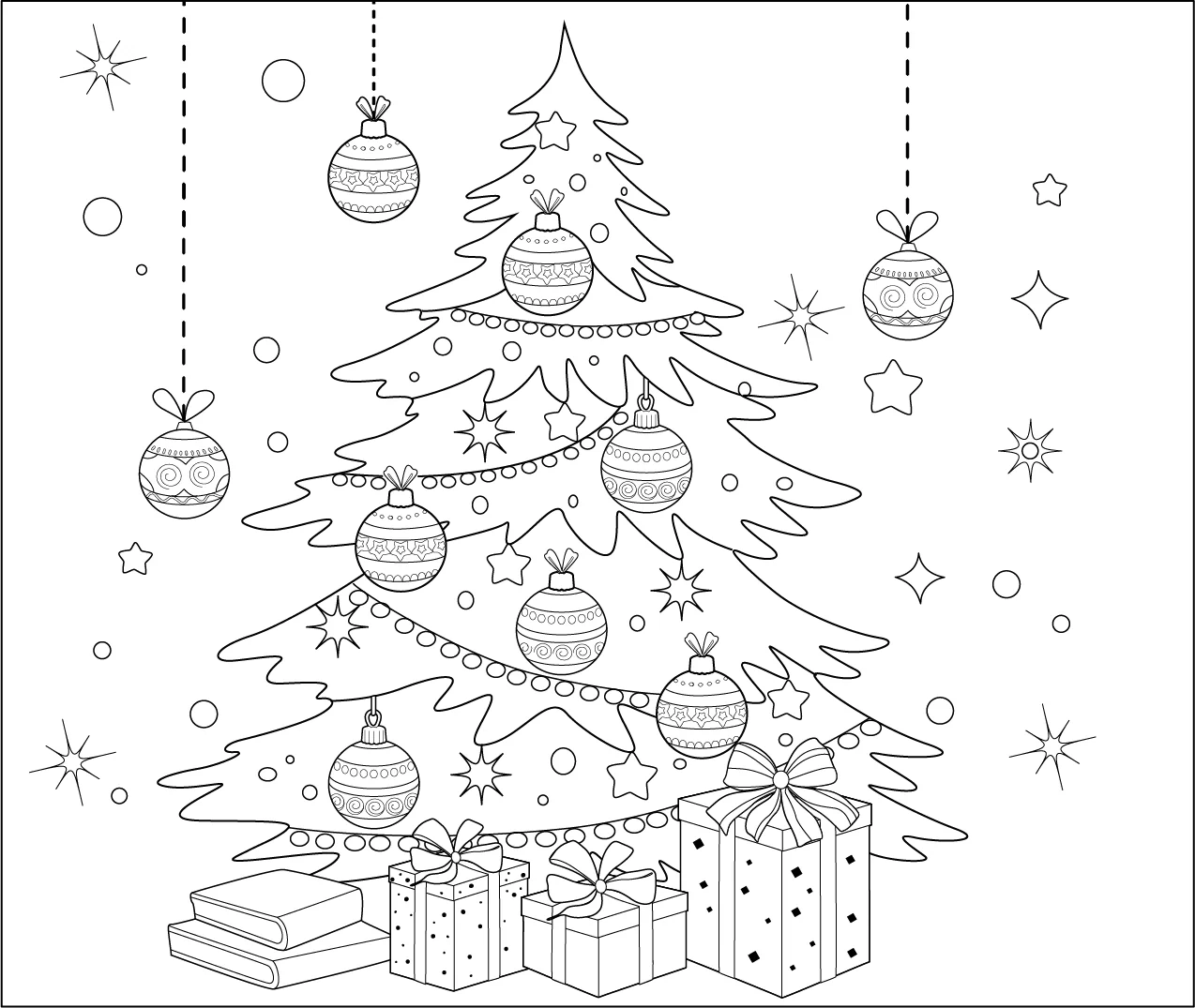 Christmas Tree Coloring Page Free Printable PDF For Kids
