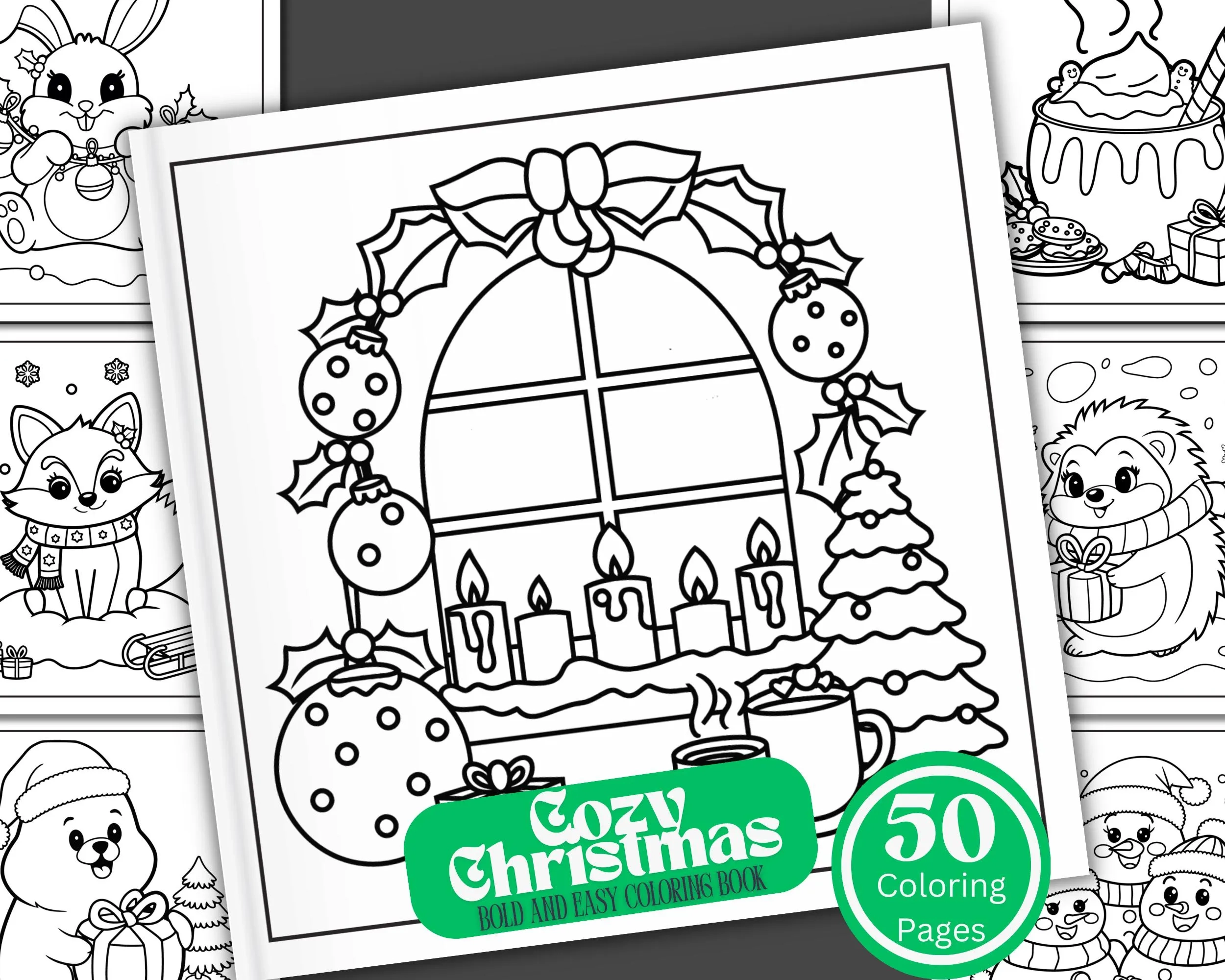 Cozy Christmas Coloring Book 50 Kawaii Pages digital Download Etsy