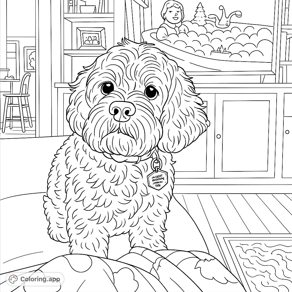 Cozy Fluffy Dog Portrait Coloring app