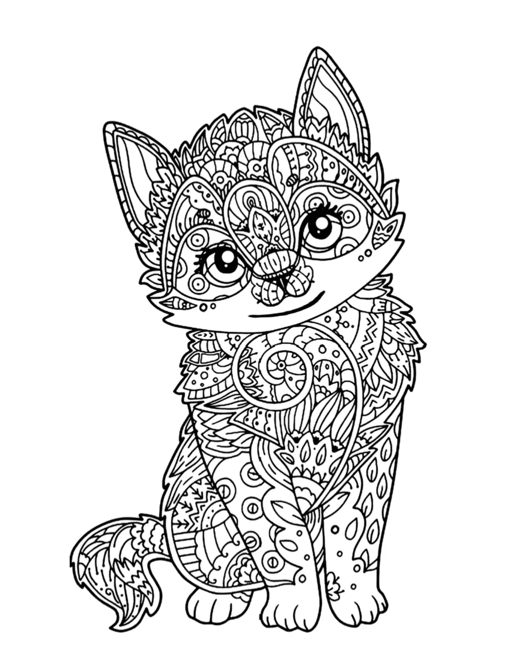 Cute Kitten Coloring Page Free Download Cat Cave Co
