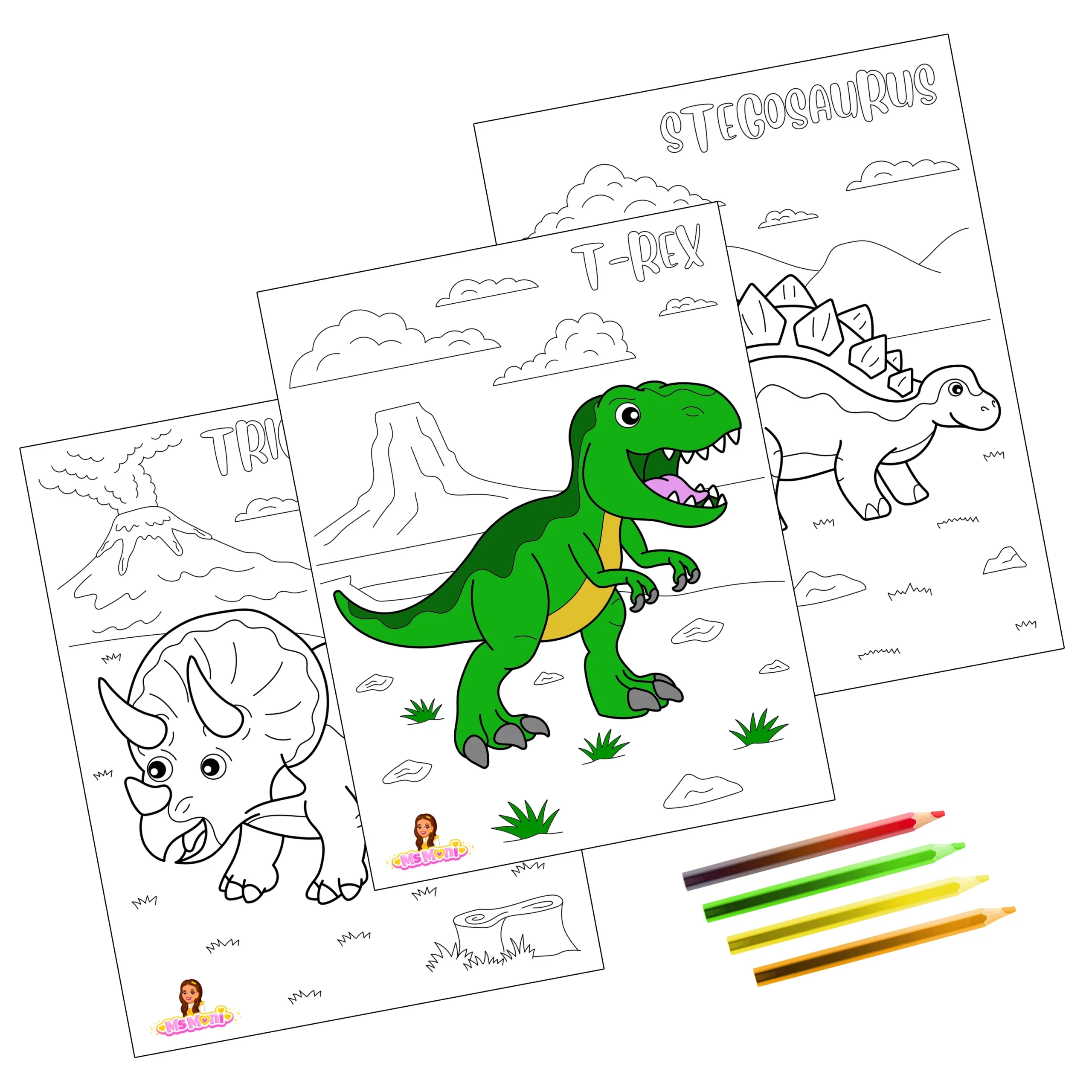 Dinosaur Colouring Sheets Printable Ms Moni