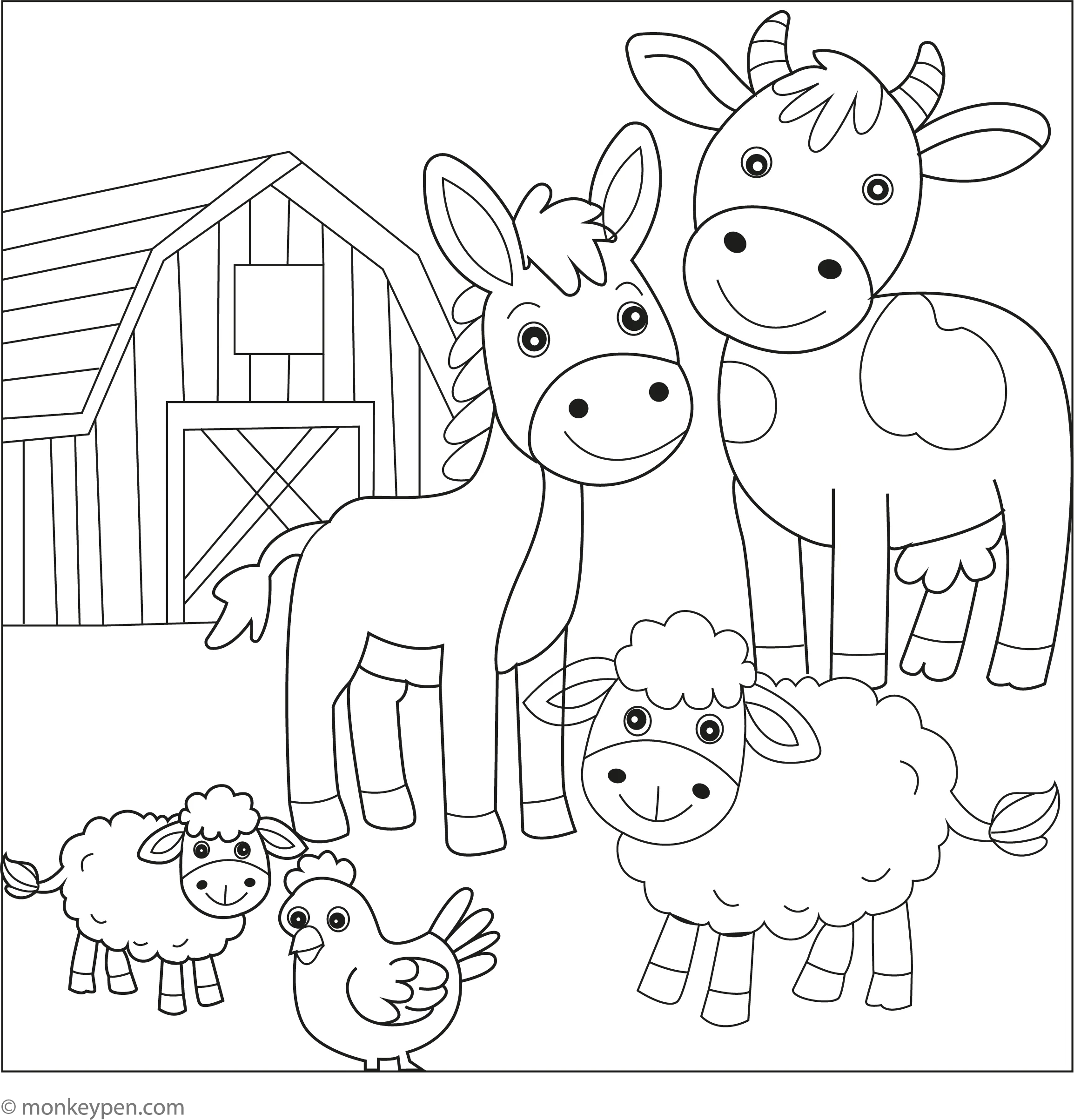 Donkey With Animal Friends Free Printable Coloring Page Donkey With Animal Friends Free Printable Coloring Page