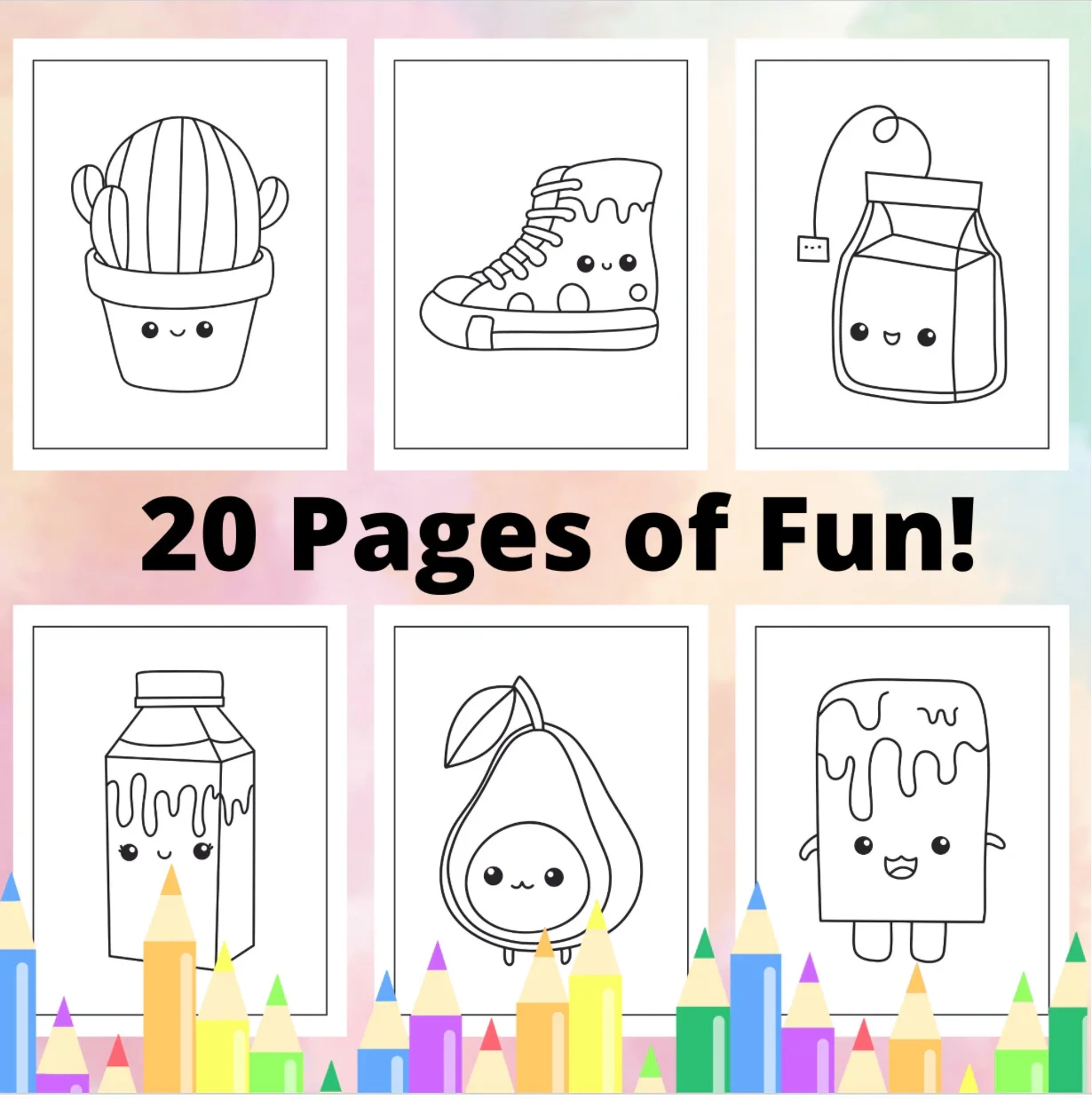 Easy Cute Kawaii Coloring Book For Kids Teens Adults Easy Coloring Pa Enchent Designs