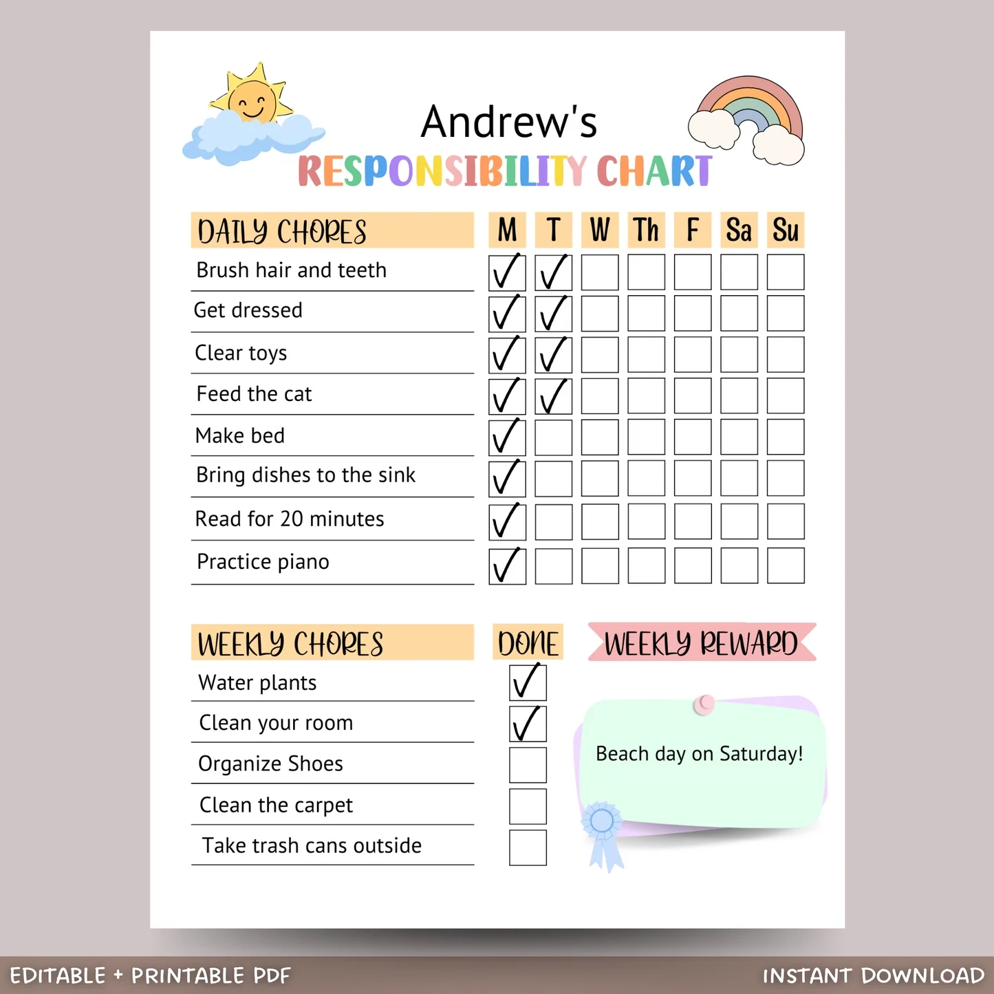 Editable Responsibility Chart For Kids Printable Chore Chart Daily Ch Scribbled LLC Editable Responsibility Chart For Kids Printable Chore Chart Daily Ch Scribbled LLC